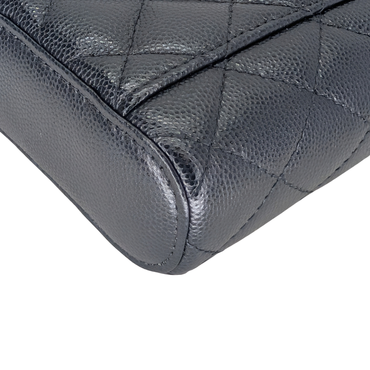 Chanel Caviar Quilted Small Vertical Coco Beauty Vanity Case with Chain Black