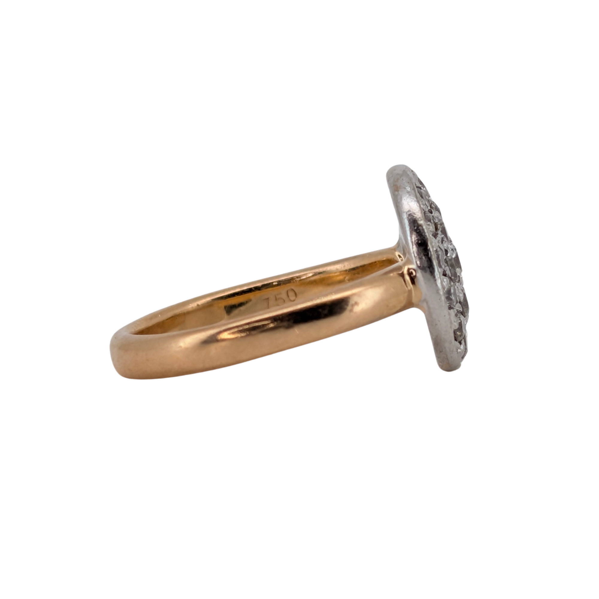 0.65Ct Natural Cluster Brilliant Cut Diamond Ring On 18K Gold
