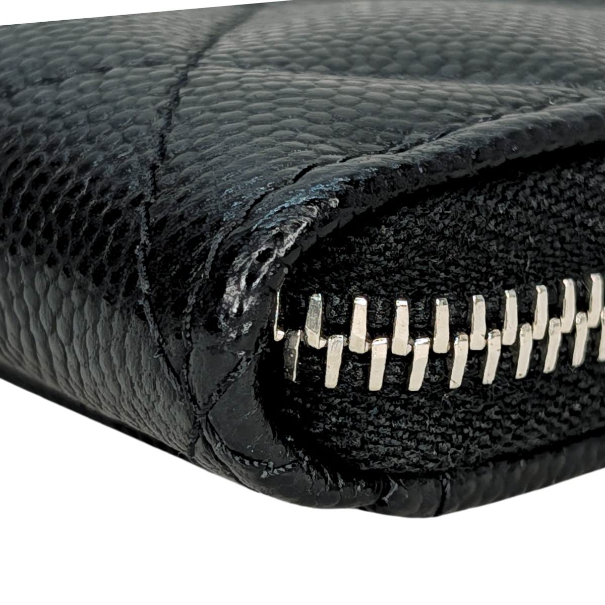 Chanel Logo Zip Around Wallet Black