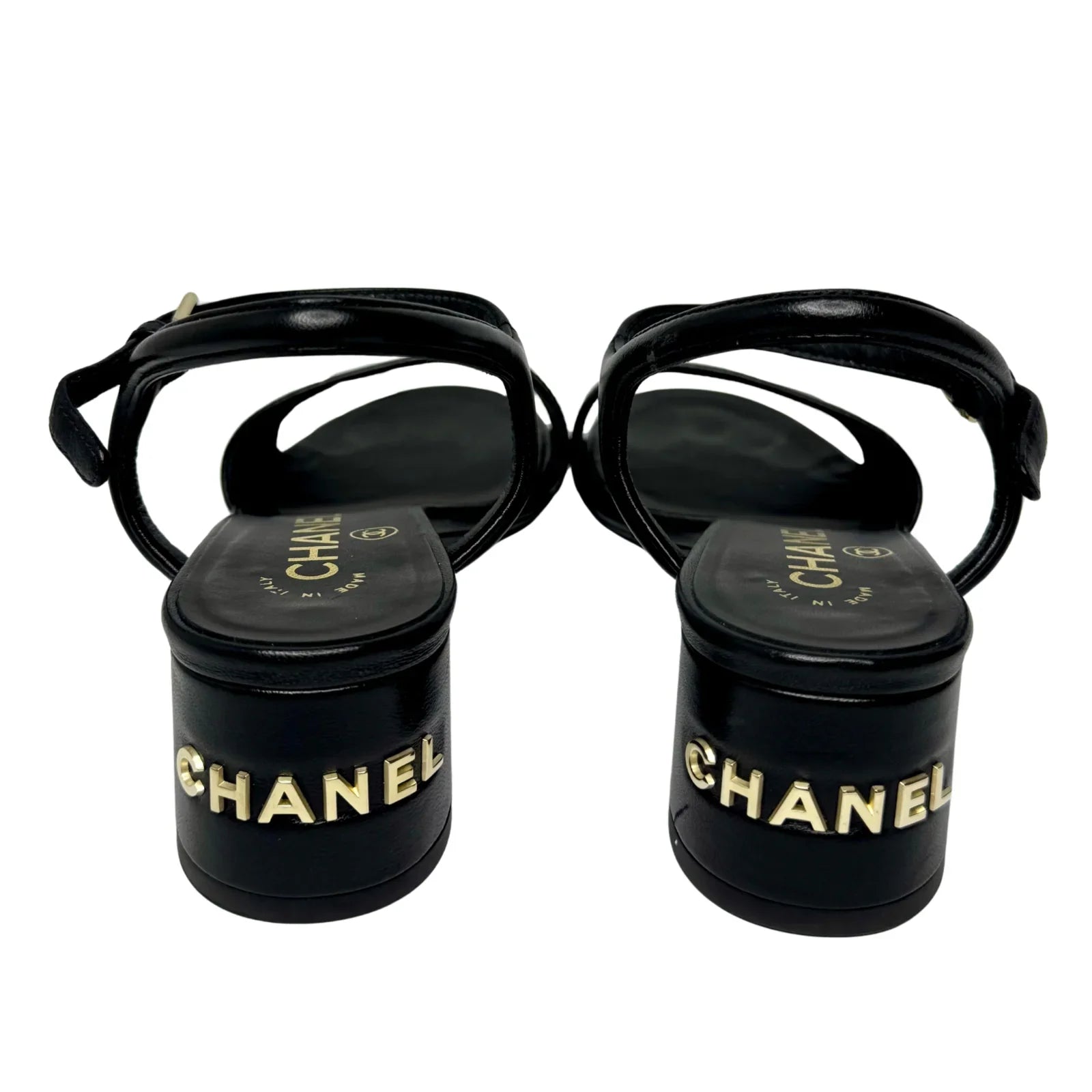 Chanel Black Lambskin Leather Classic Sandals – Size 36C - Lost Designer