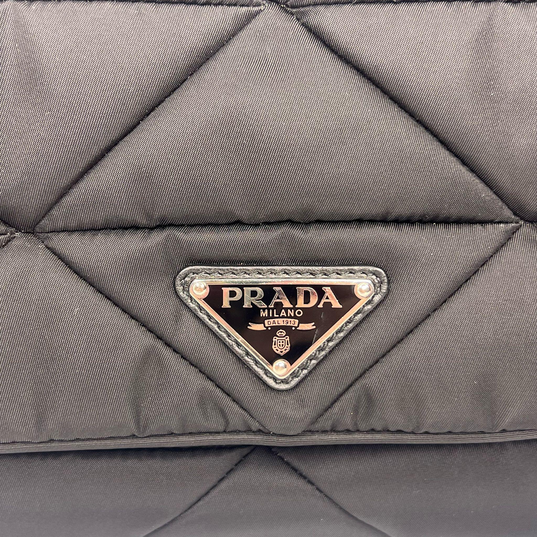 Prada Quilted Re-Nylon Crossbody Bag with Detachable Pouch Black - Lost Designer
