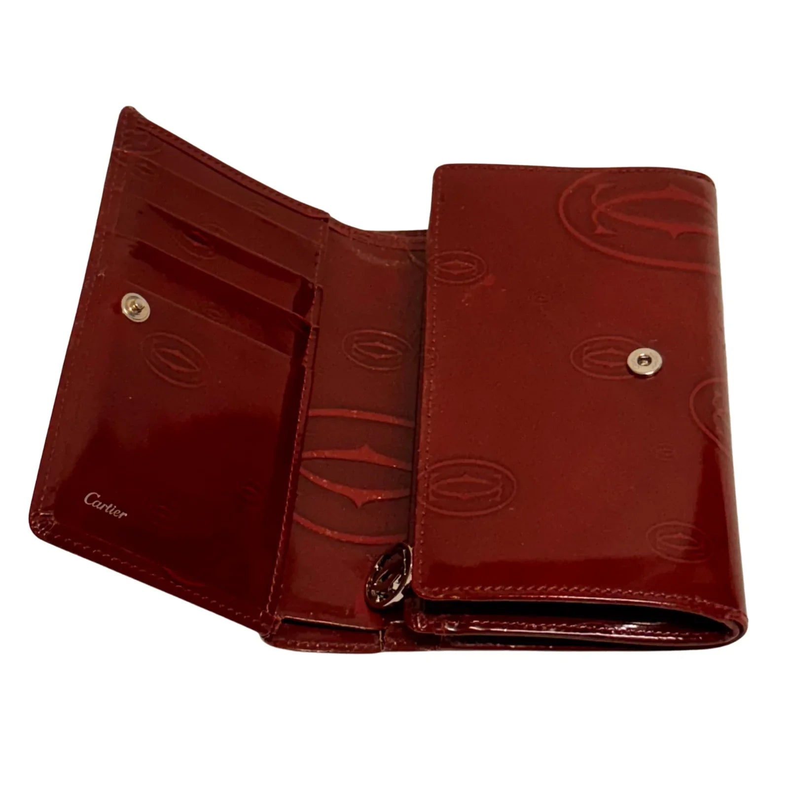 Cartier Long Leather Wallet Deep Red - Lost Designer