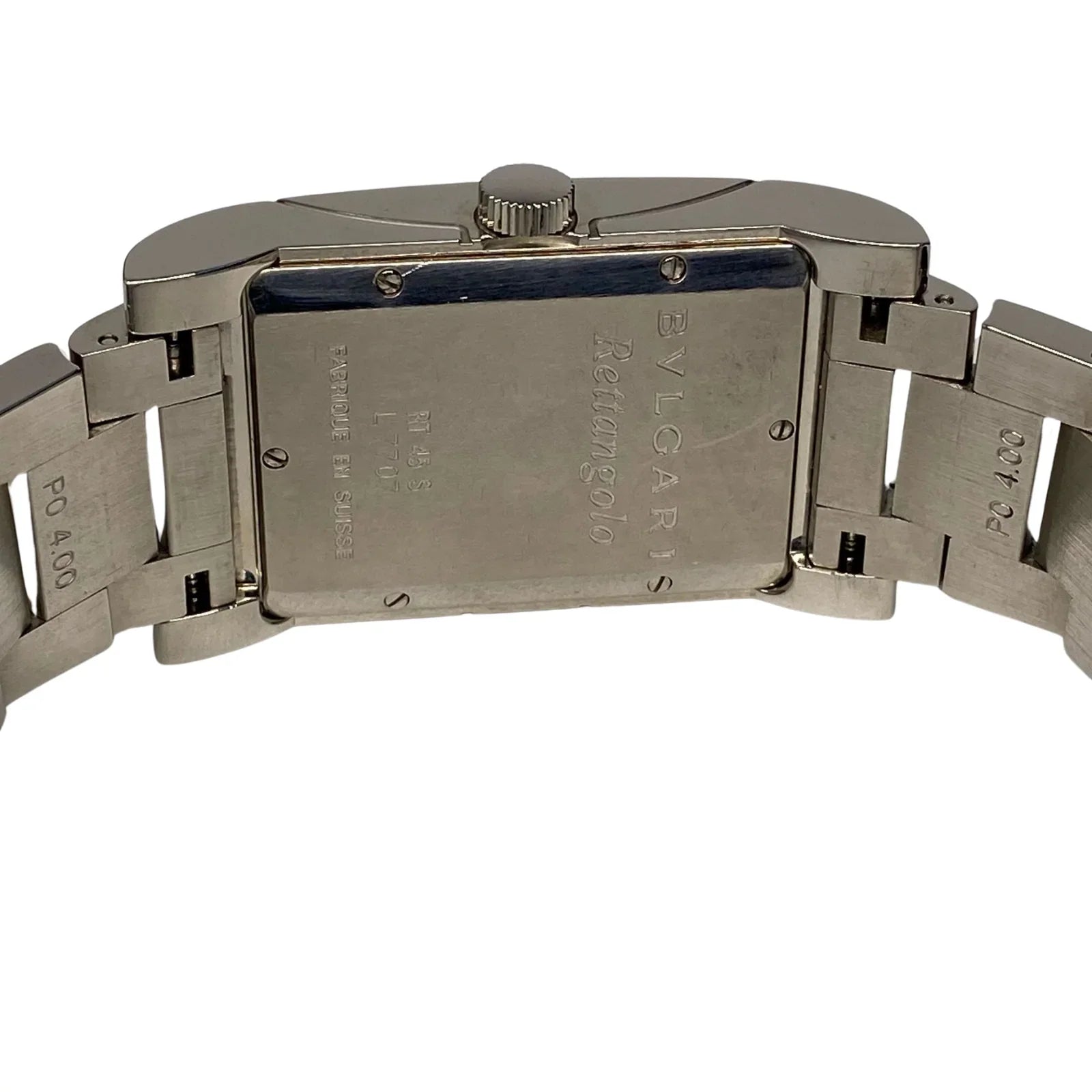 BVLGARI Rettangolo RT45S Automatic Watch Mens– 45mm – White Dial –Stainless Steel - Lost Designer