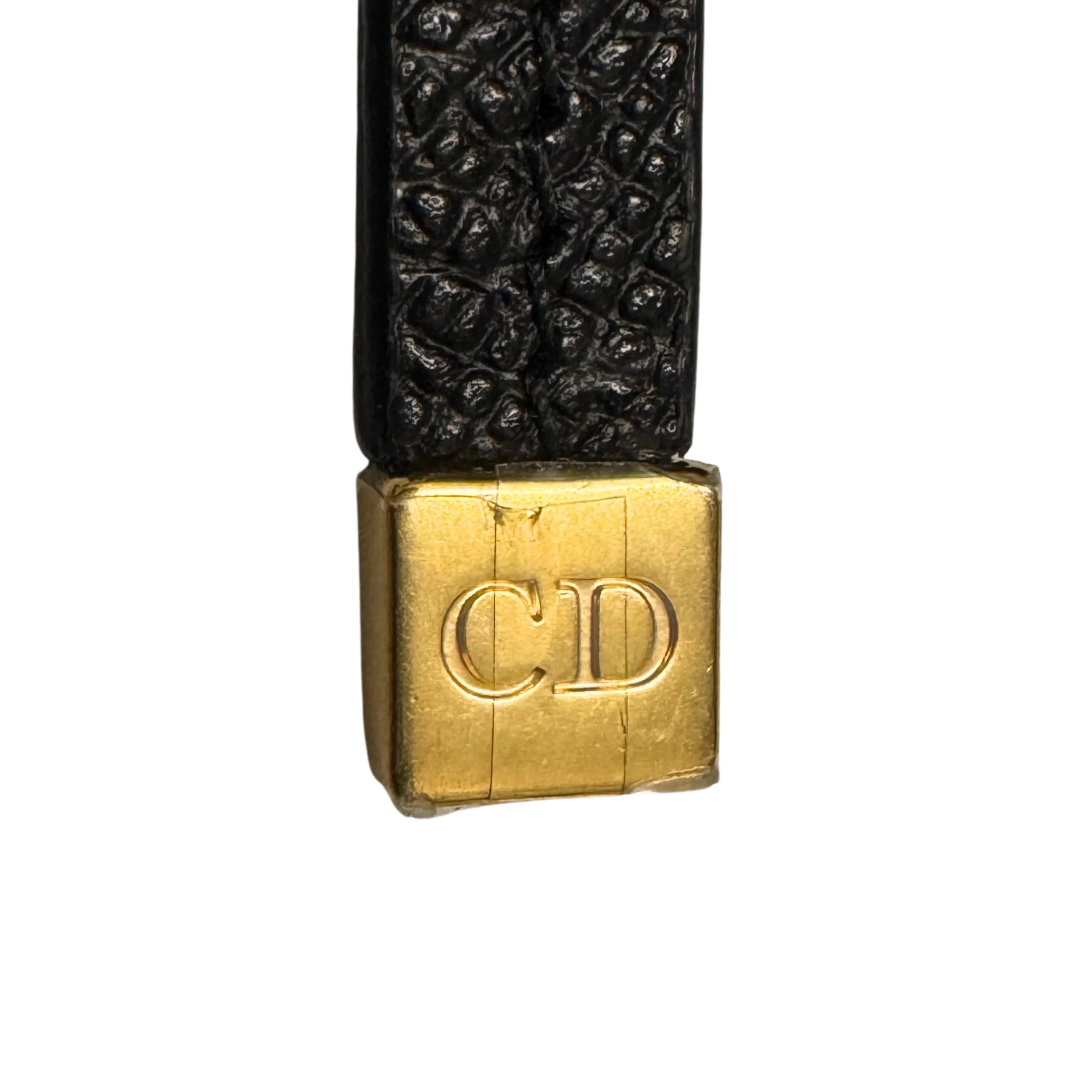 Christian Dior Caro Grained Leather Double Pouch Crossbody Bag Black - Lost Designer