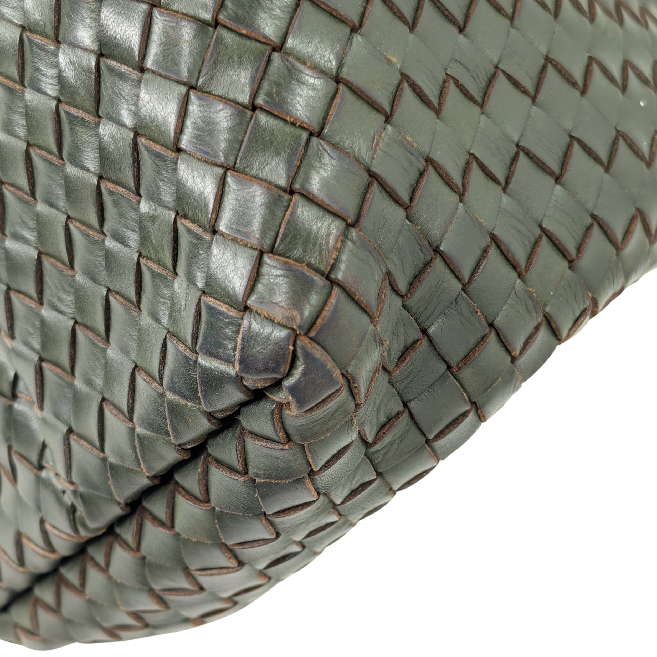 Bottega Veneta Intrecciato Leather Large Cabat Tote Bag Dark Olive Green