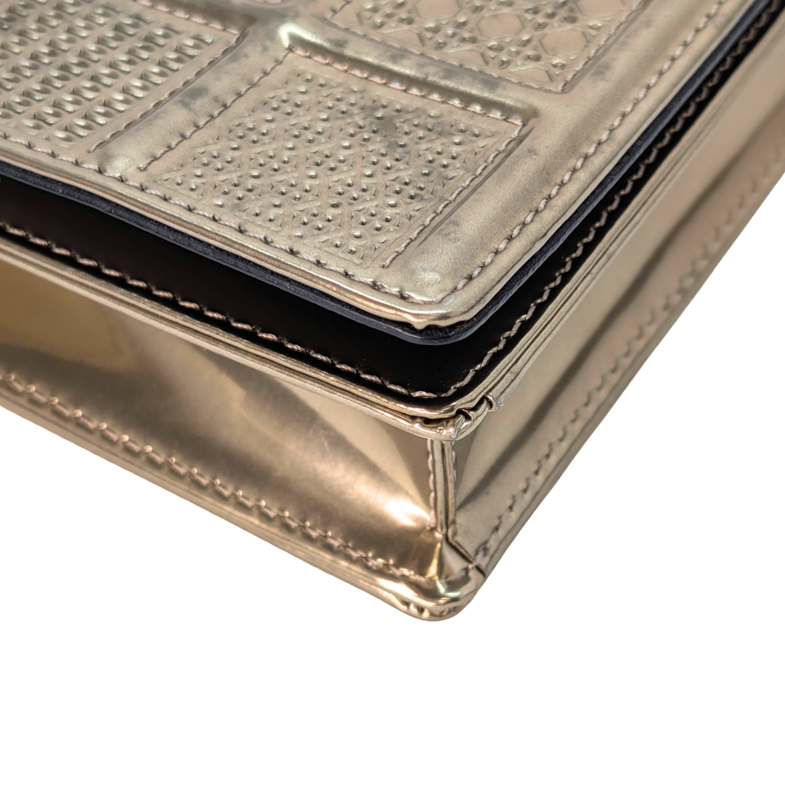 Dior Micro Cannage Leather Baby Diorama Bag Metallic Gold