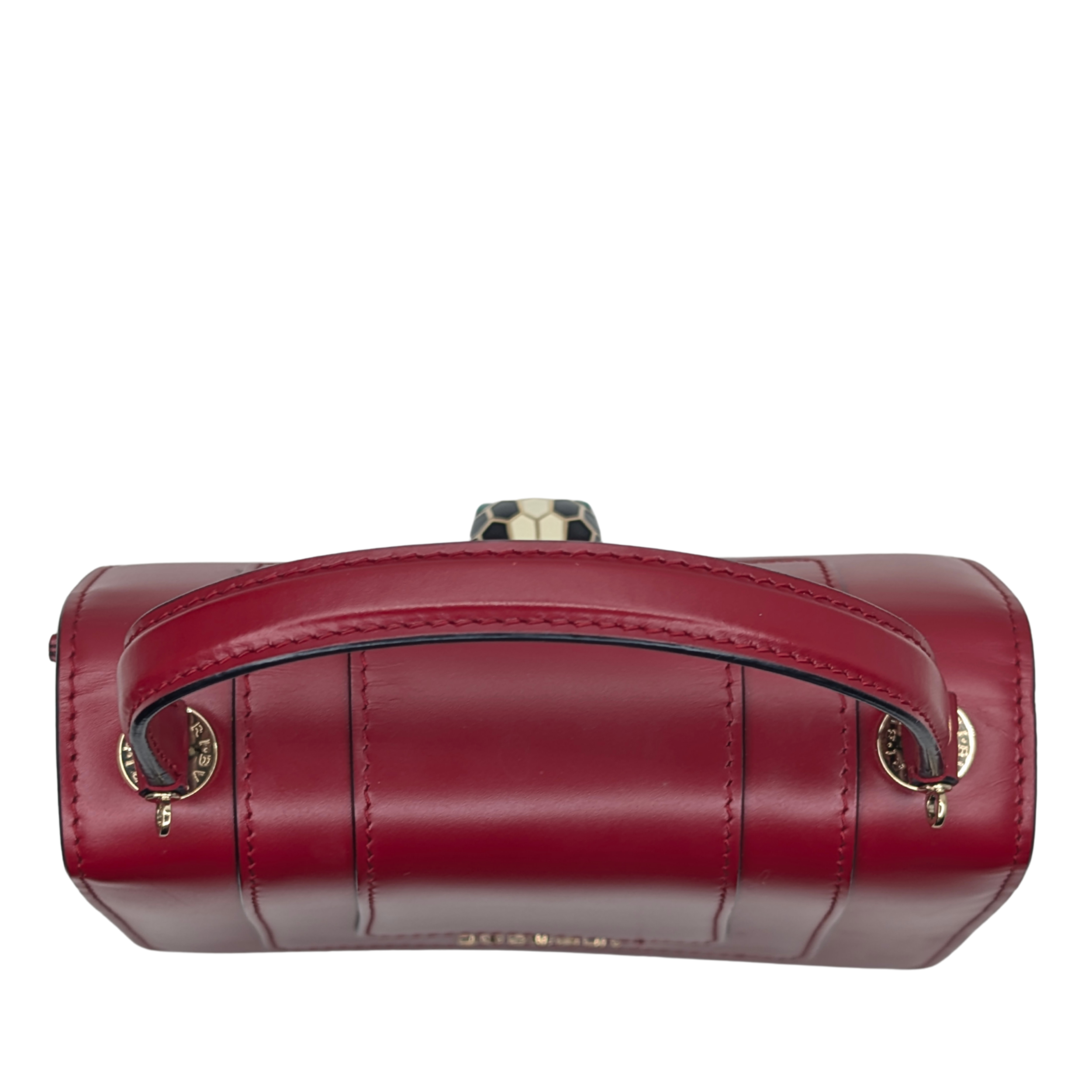 Bvlgari Calfskin Serpenti Forever Top Handle Red