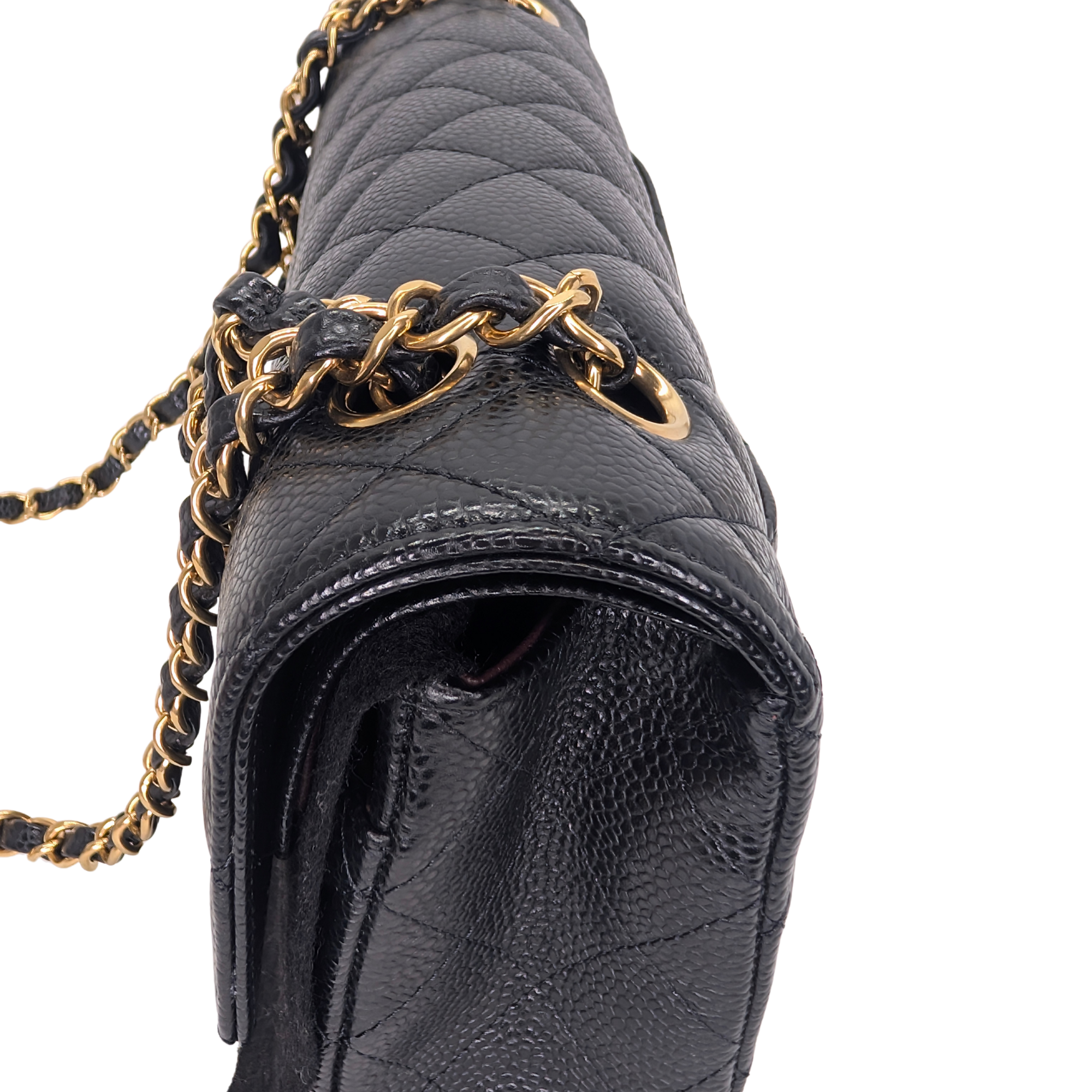 Chanel Classic Flap Bag Caviar Leather Medium Black (Microchip)