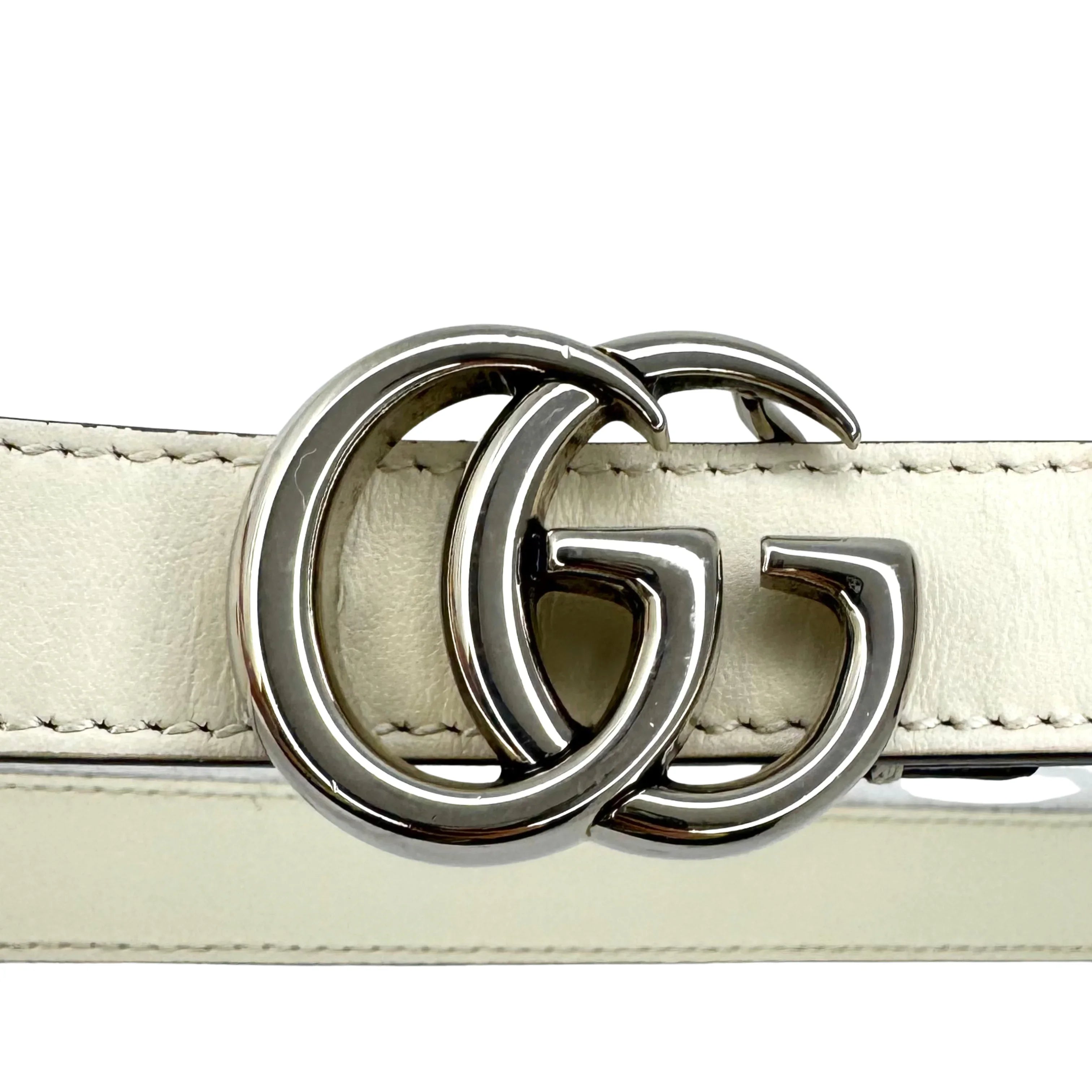 Gucci GG Marmont Thin Belt White 90 - Lost Designer