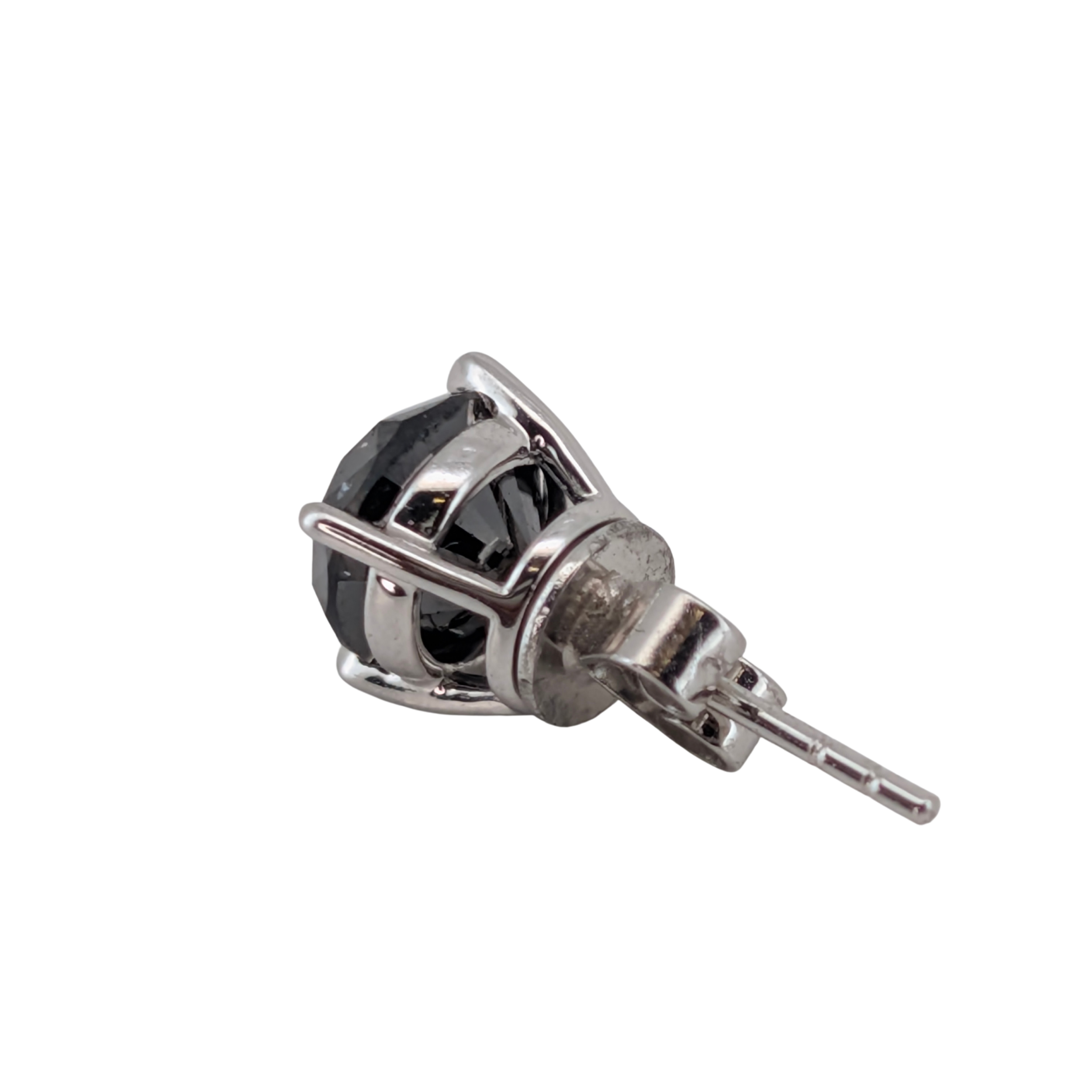 3.0Ct Black Diamond Brilliant Cut Stud Earrings On 14K White Gold