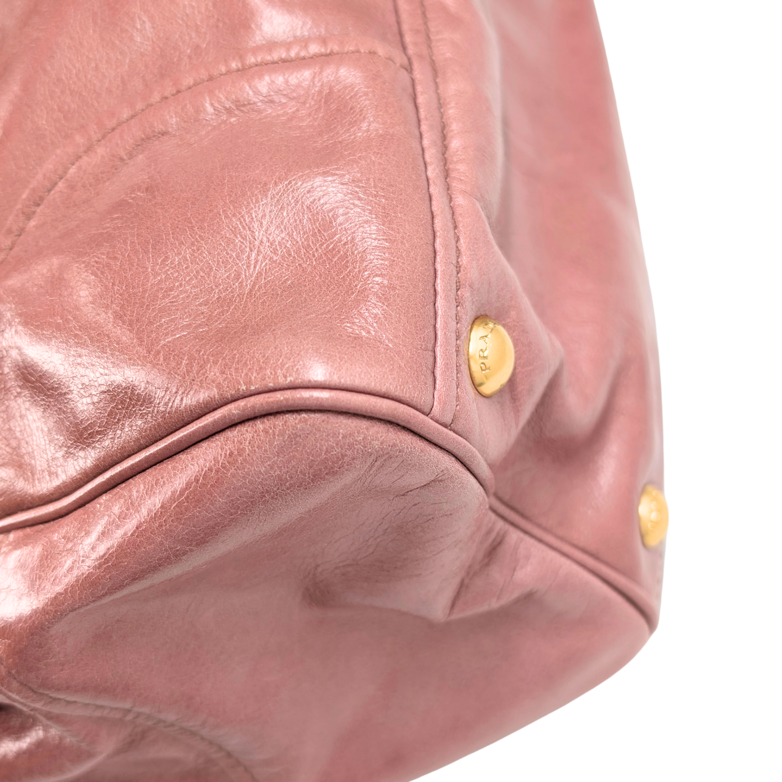 Prada Vitello Shine Shopping Tote Bag Dusky Rose