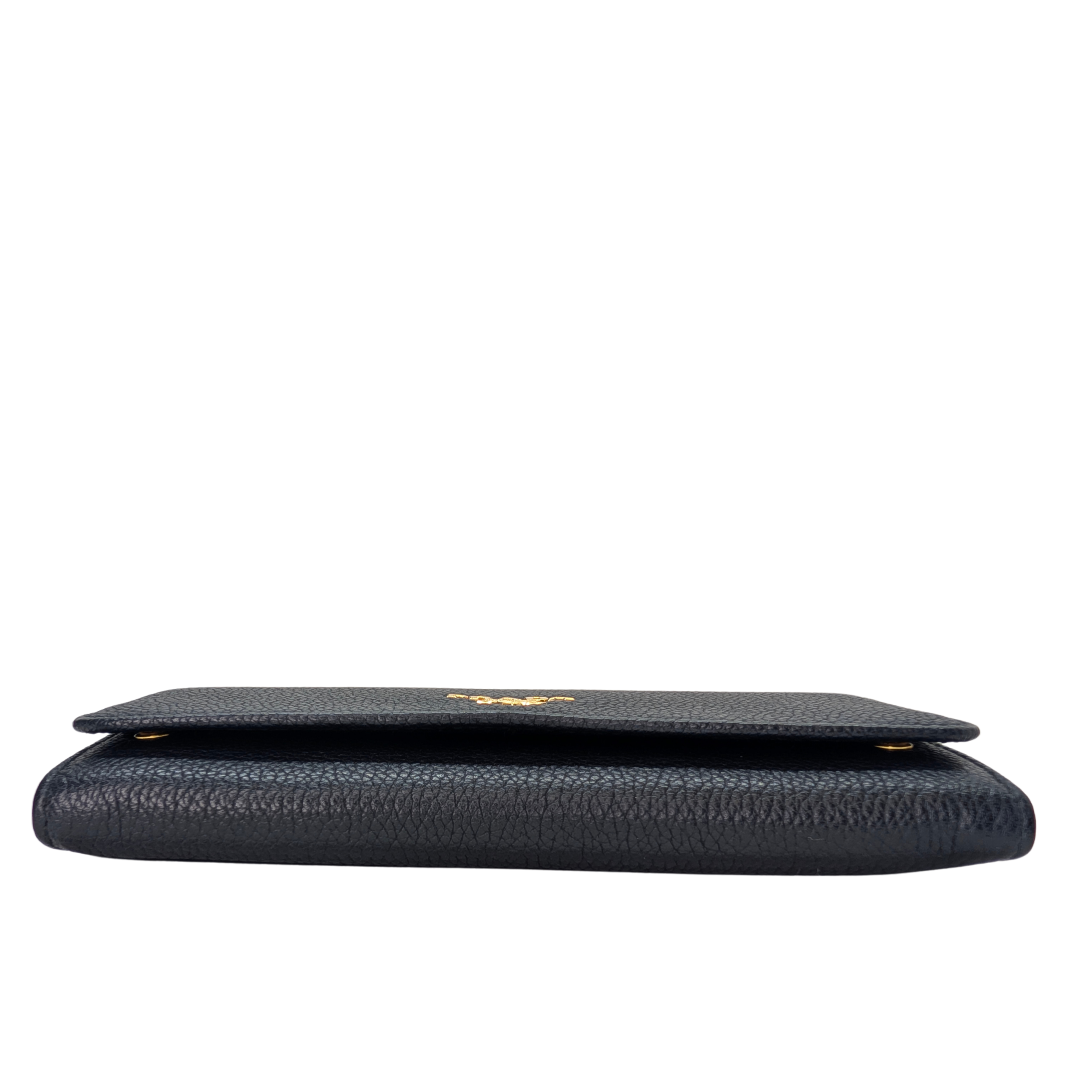 Prada Vitello Grain Nero Long Wallet