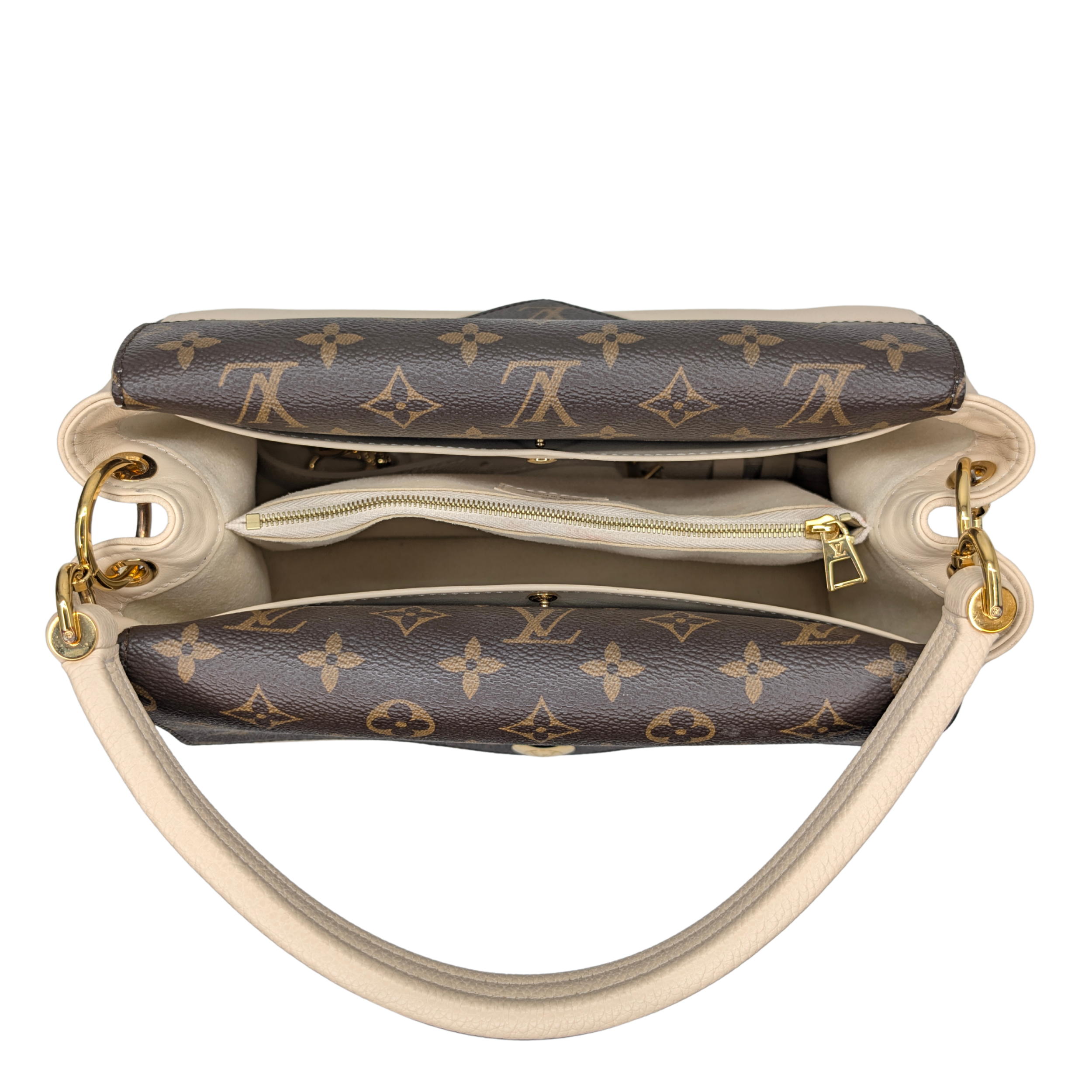 Louis Vuitton Double V Leather Bag Monogram Beige
