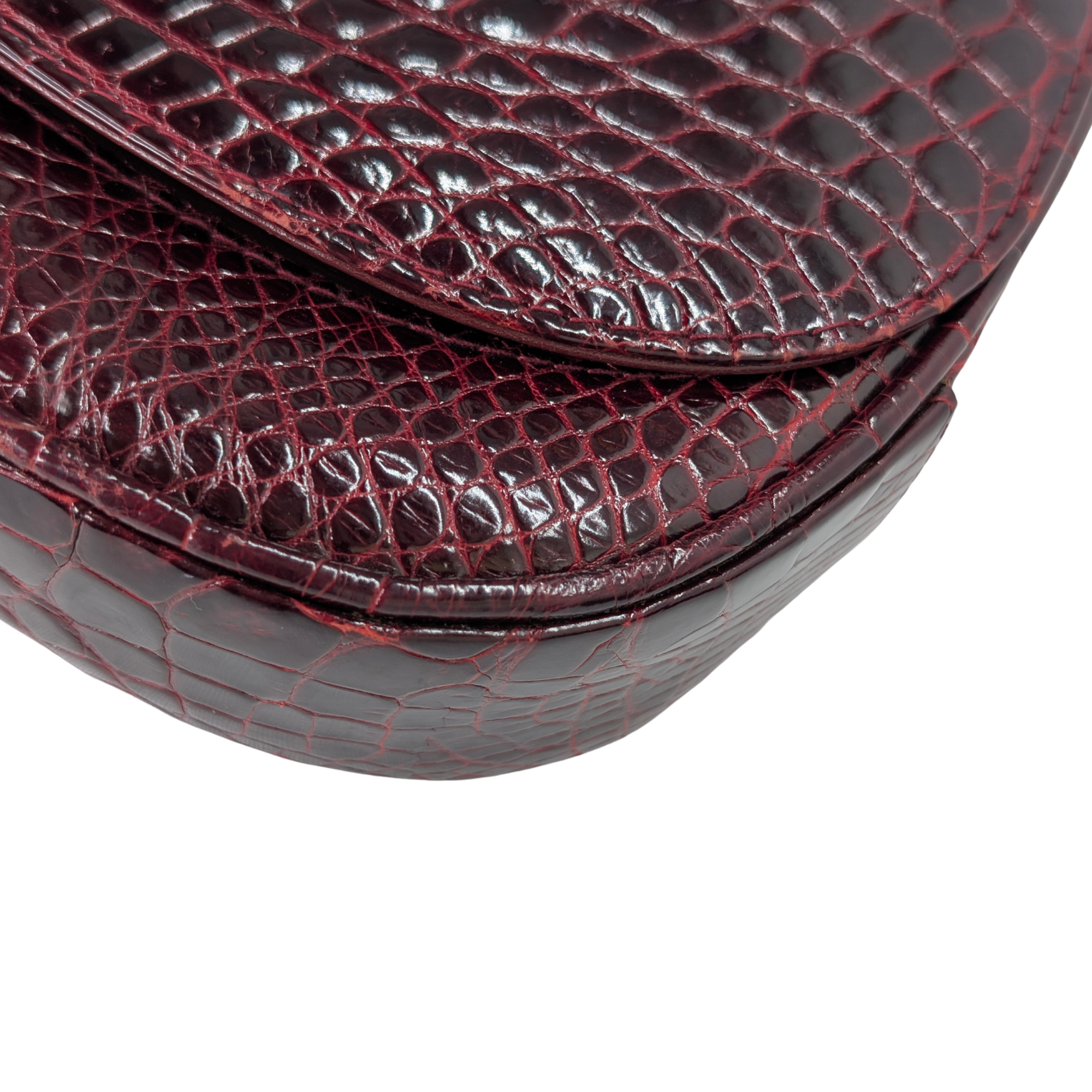 Gucci Vintage Crocodile Shoulder Bag Burgundy