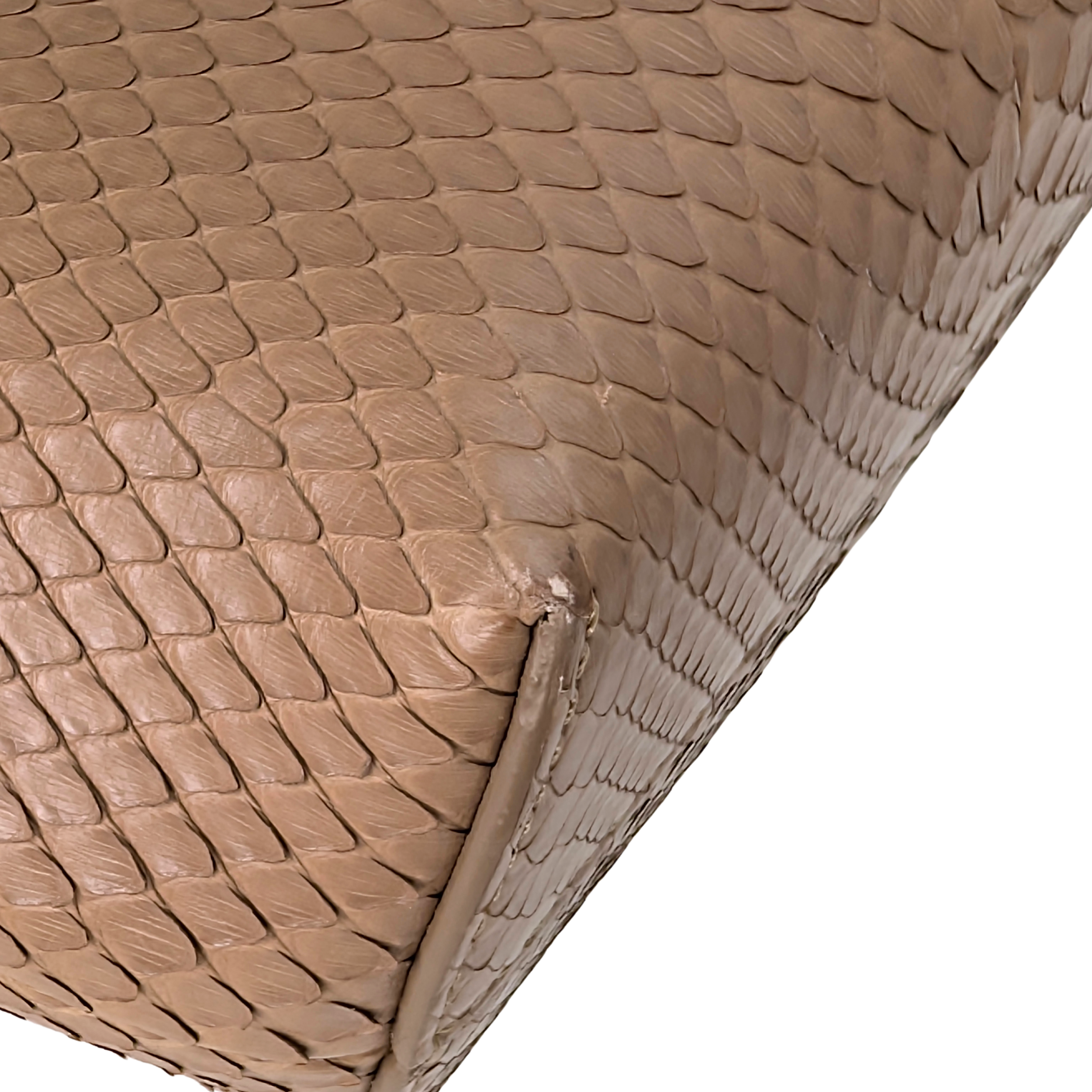 Fendi First Bag Clutch Small Full Snake Python Dark Beige