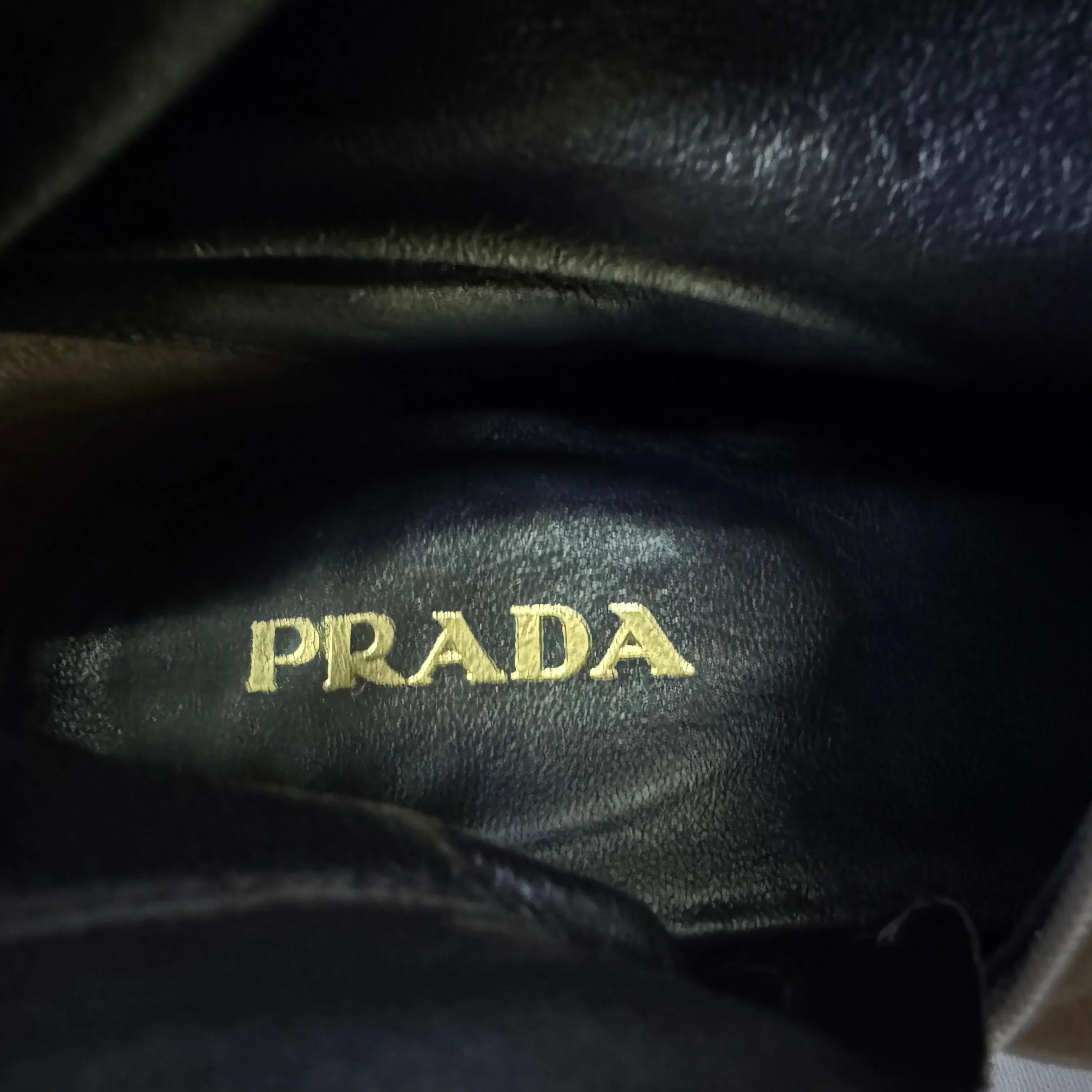 Prada Brown Leather Knee High Flat Boots Size 39 - Lost Designer