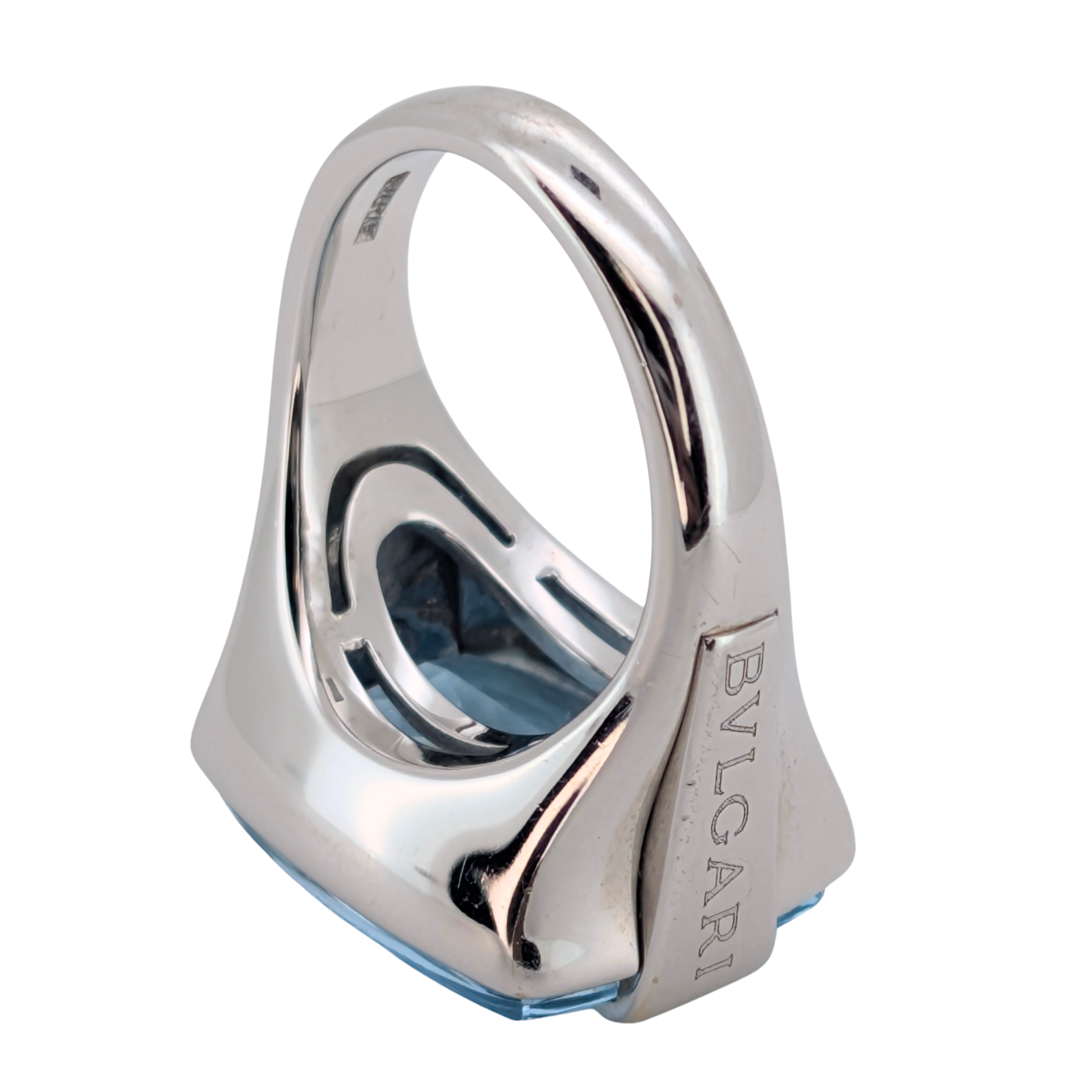 Bvlgari Metropolis Blue Topaz Ring In 18K White Gold