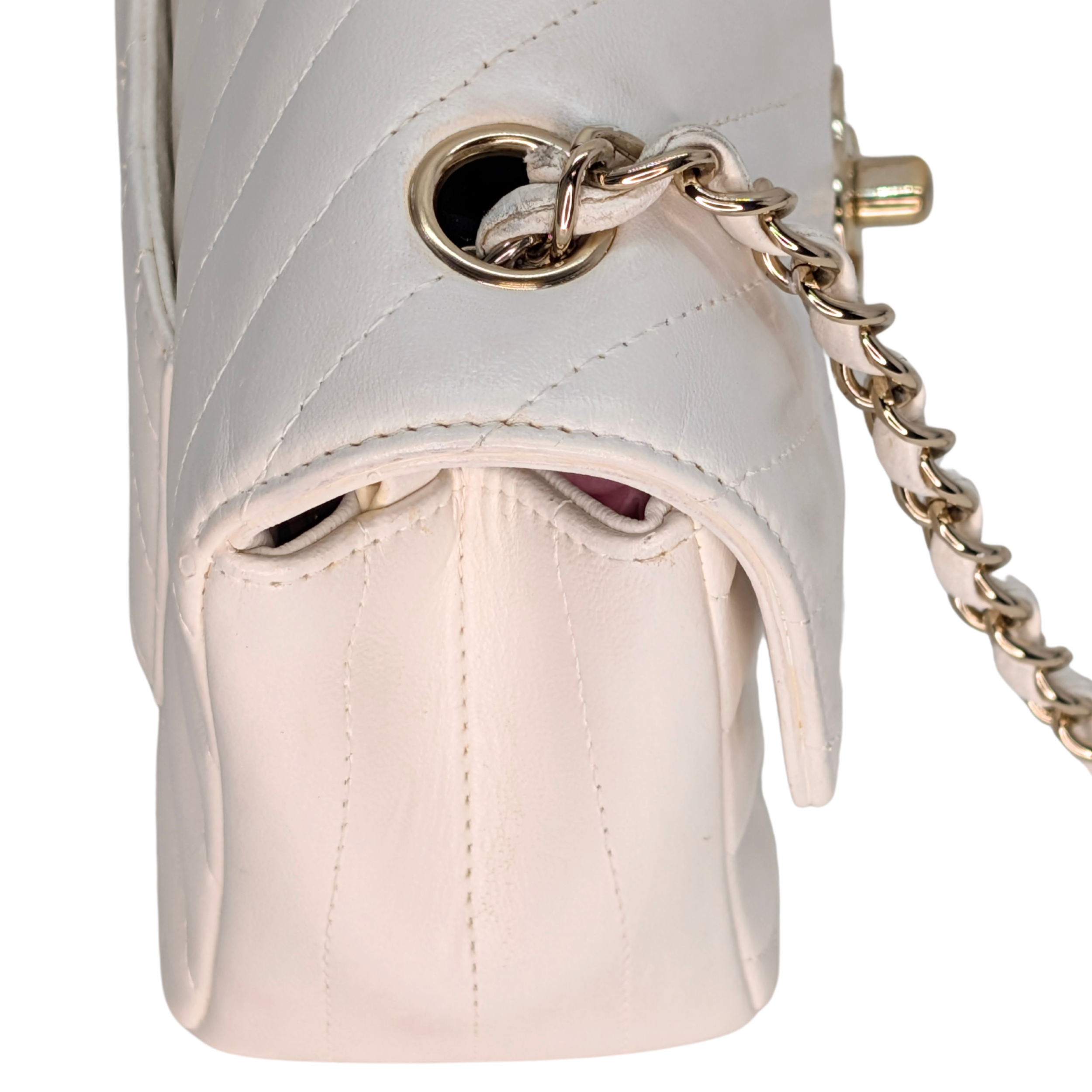 Chanel Mini Flap Bag Chevron lambskin White