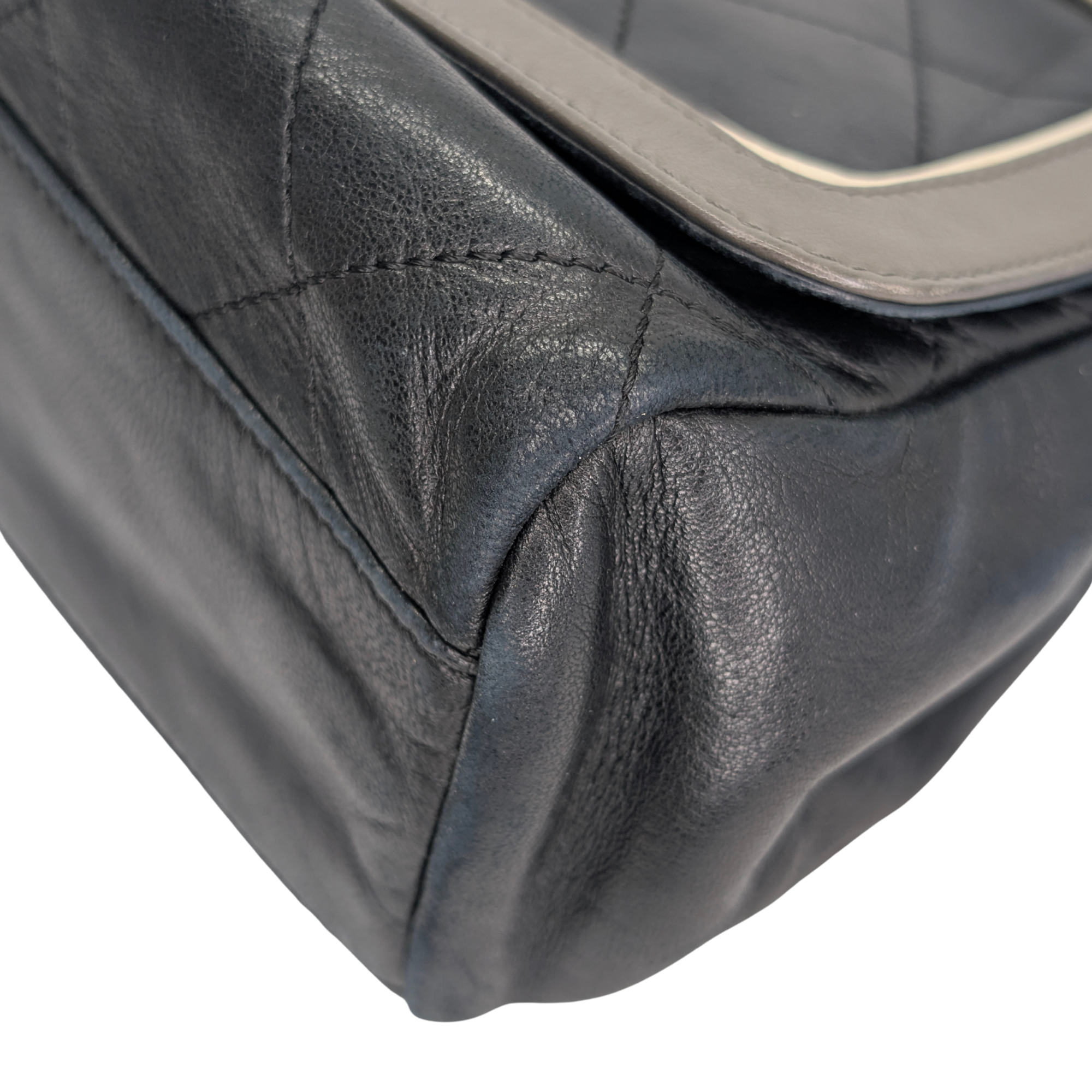 Chanel East-West Shoulder Bag Leather Black