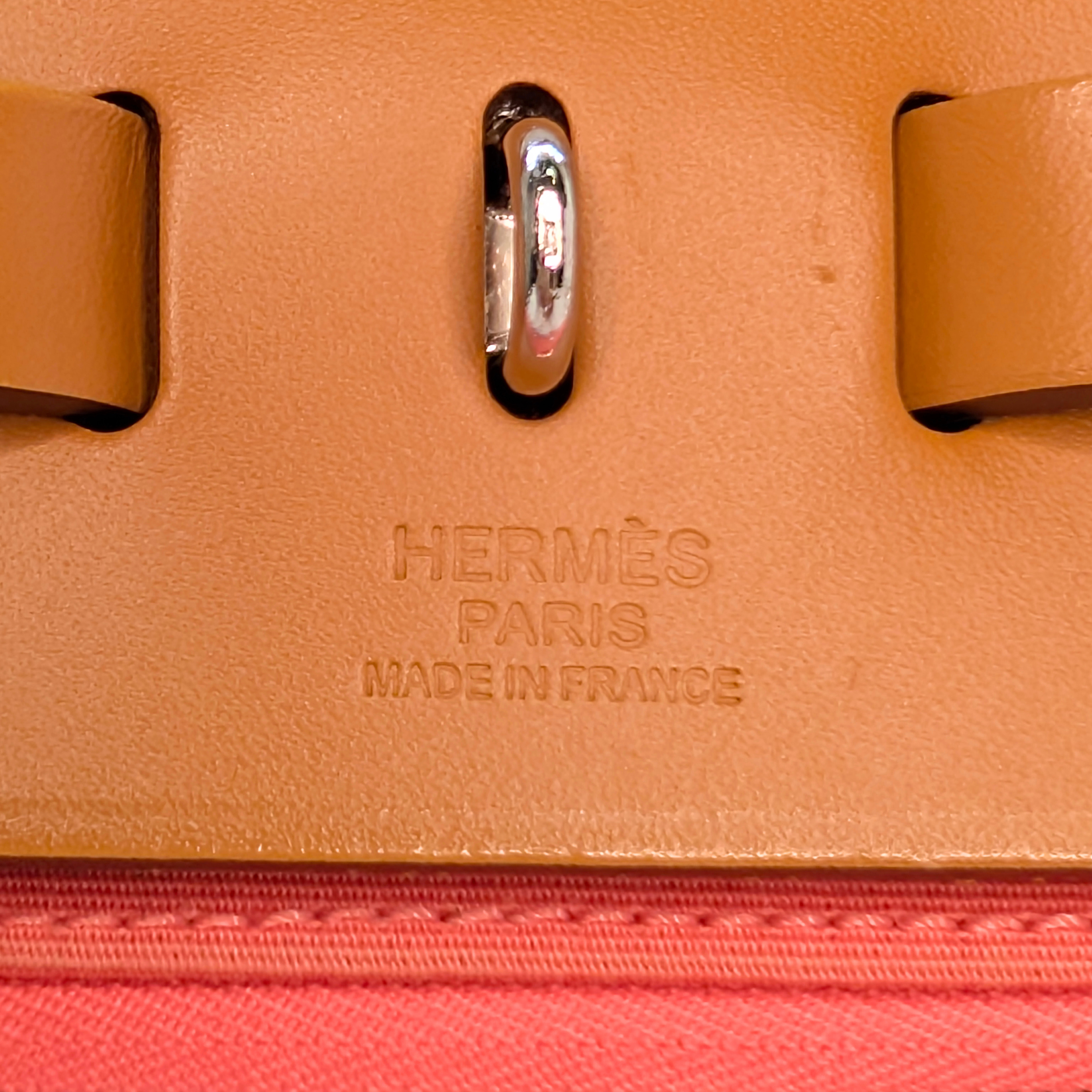 Hermes Vache Hunter Toile Herbag Zip 31 PM Rose Lipstick T Stamp