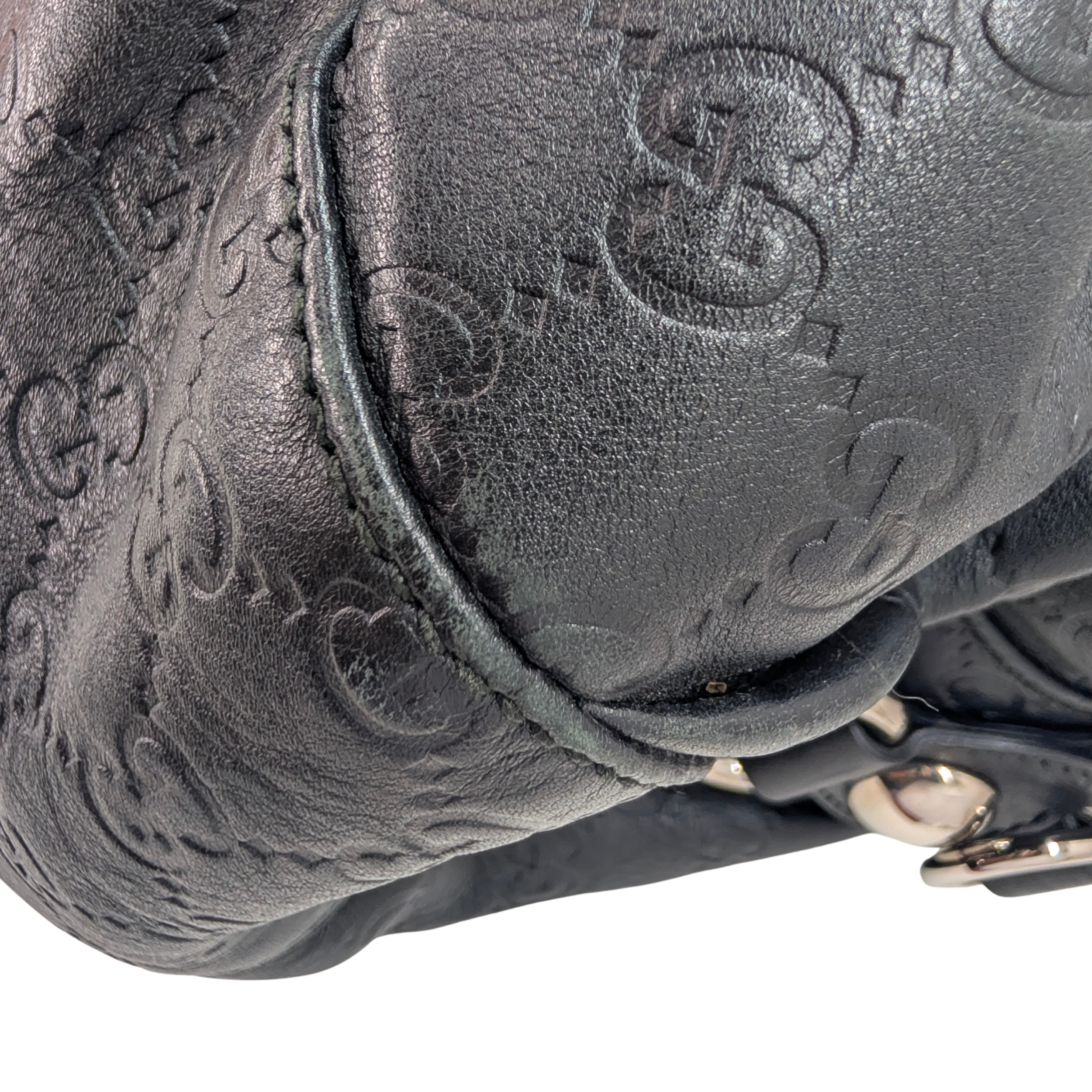 Gucci Guccissima Icon Bit Medium Boston Bag Black