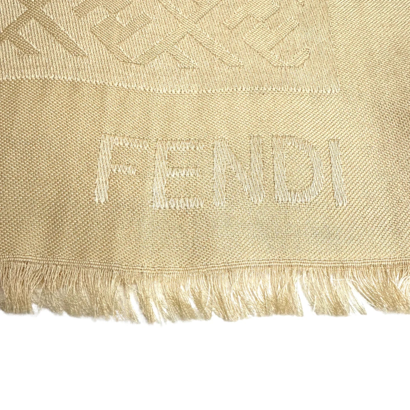 Fendi Silk Scarf Shawl Monogram Beige - Lost Designer