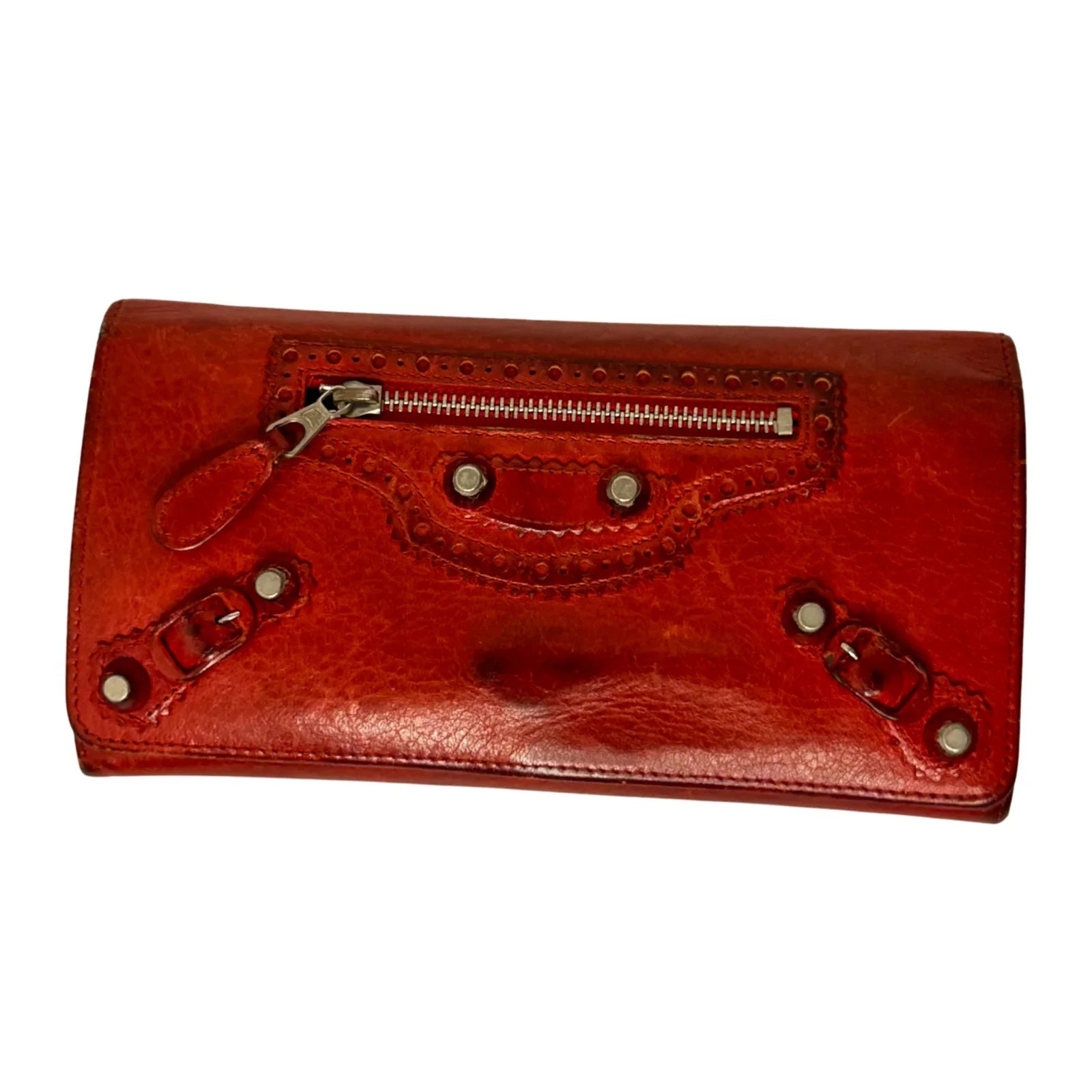 Balenciaga Red Lipstick Agneau Leather Giant 12 Gold Hardware Wallet - Lost Designer