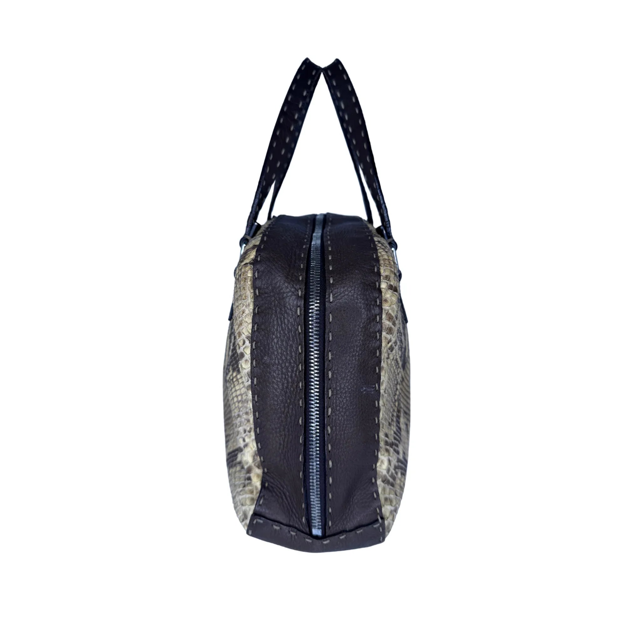 Fendi Selleria Snakeskin Leather Shoulder Bag - Lost Designer