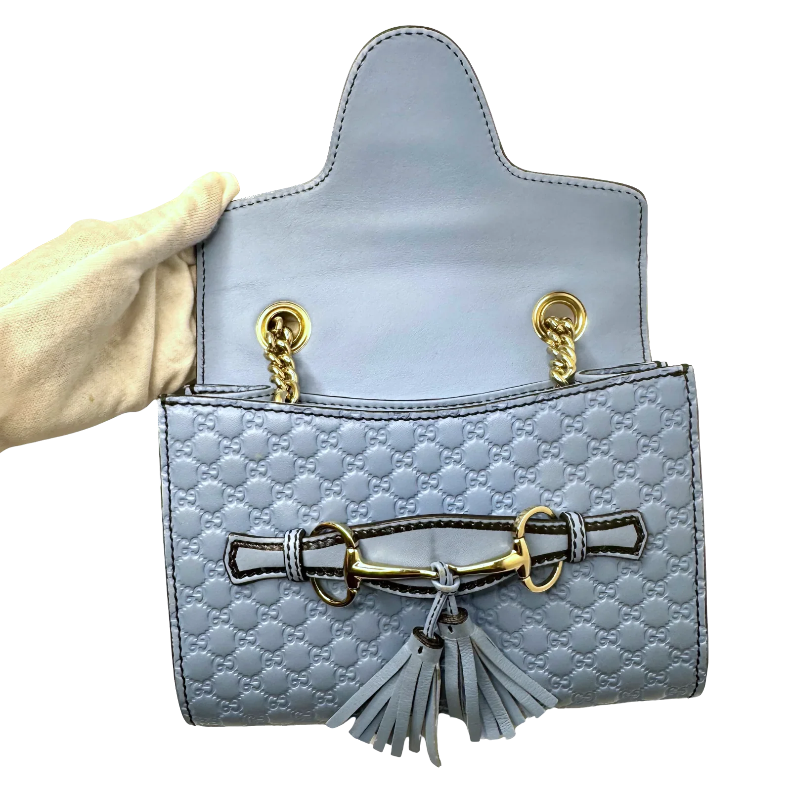 Gucci Microguccissima Mini Emily Chain Shoulder Bag – Light Blue - Lost Designer