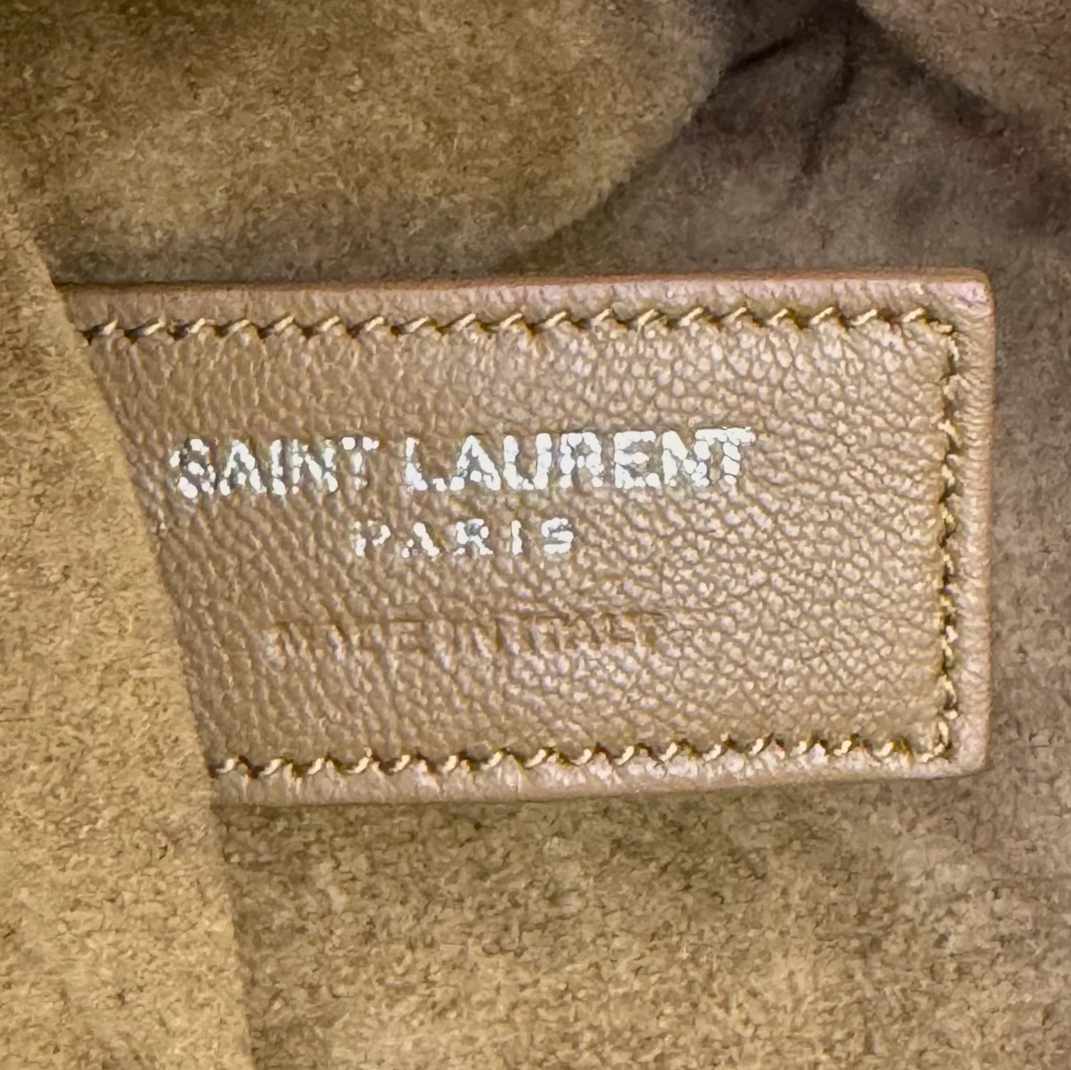 Saint Laurent Jen Flat Bucket Leather Bag Camel - Lost Designer