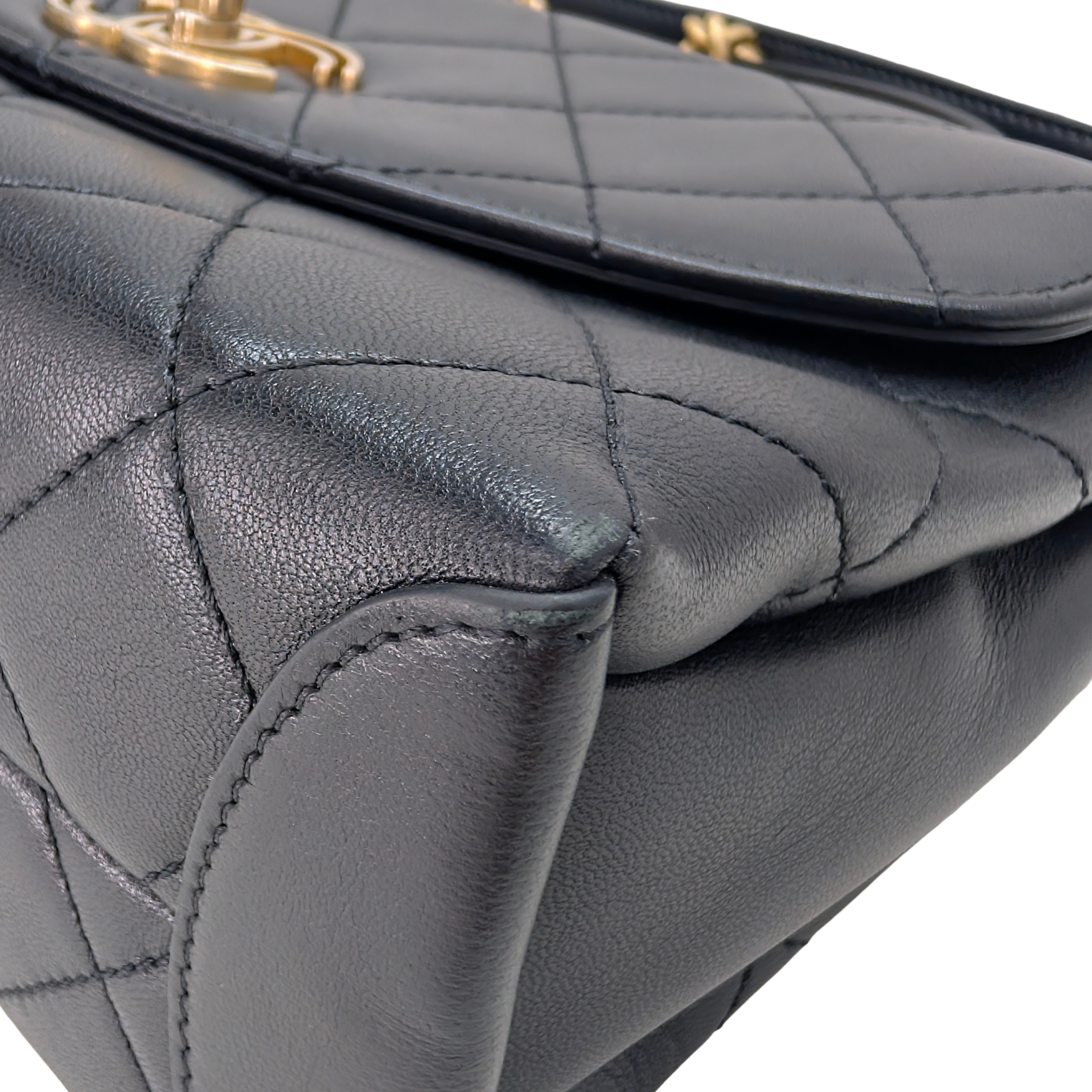 Chanel Small Trendy Spirit Top Handle Flap Bag Lambskin Black
