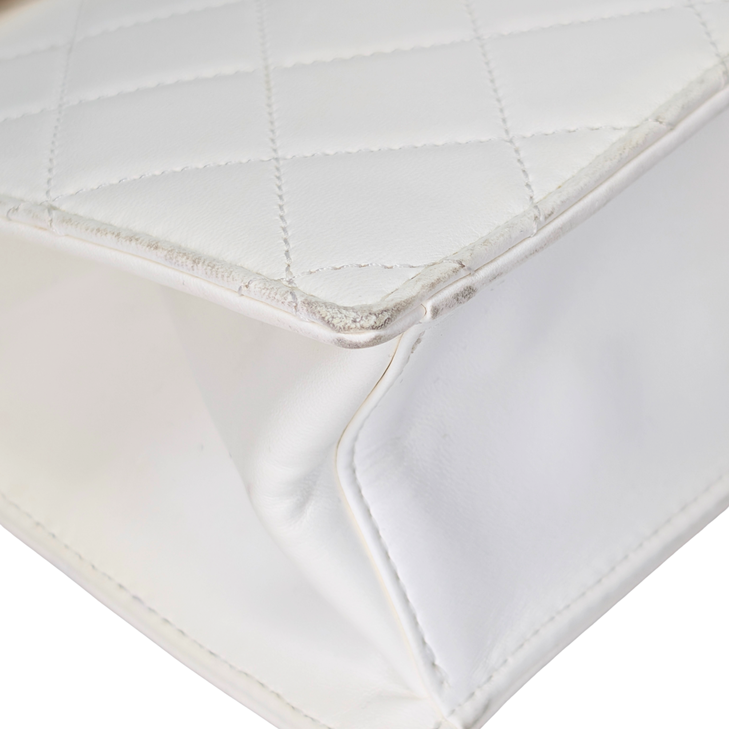 Chanel 2014 Delivery Cutout Handle Bag White