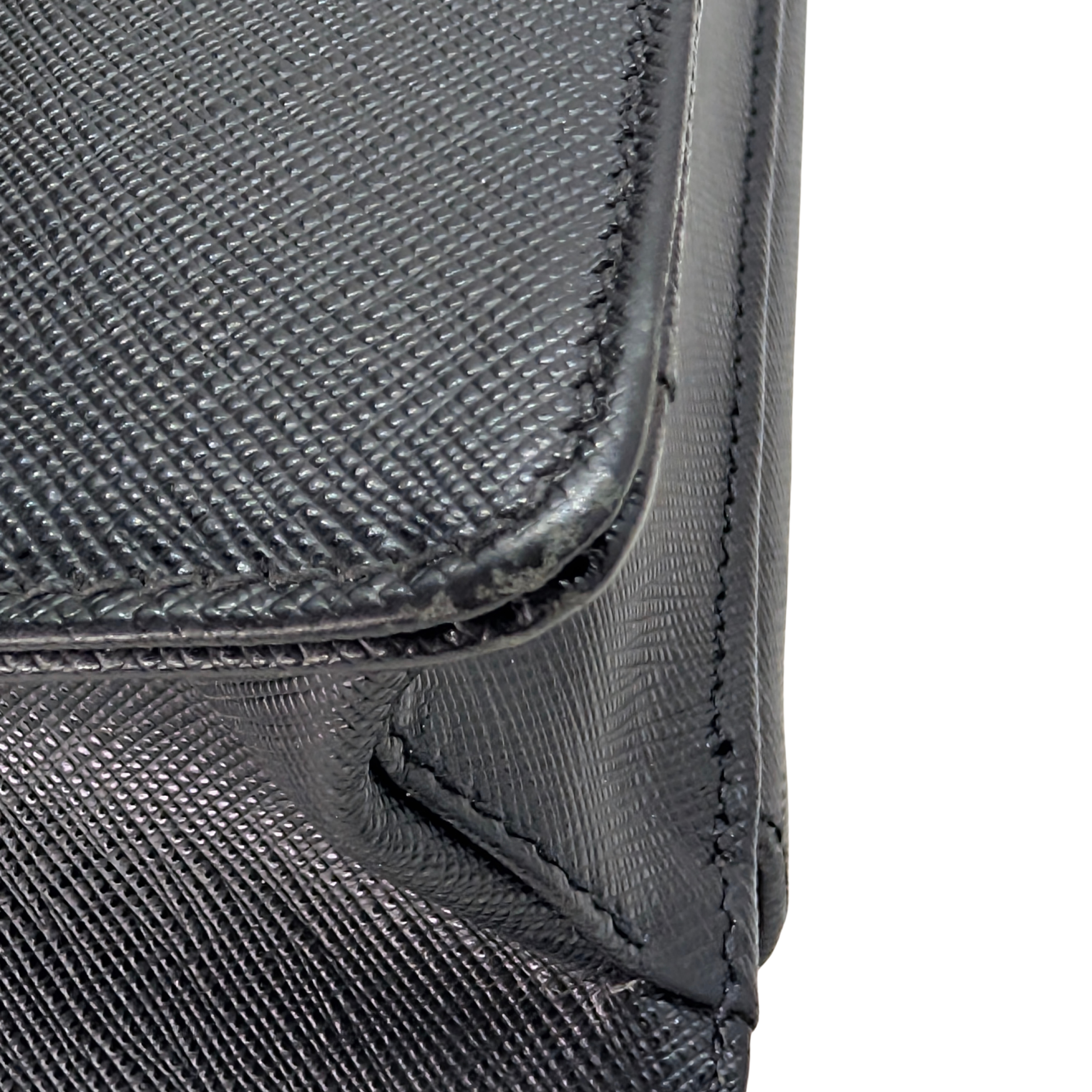 Prada Saffiano Leather Travel Briefcase Bag Black