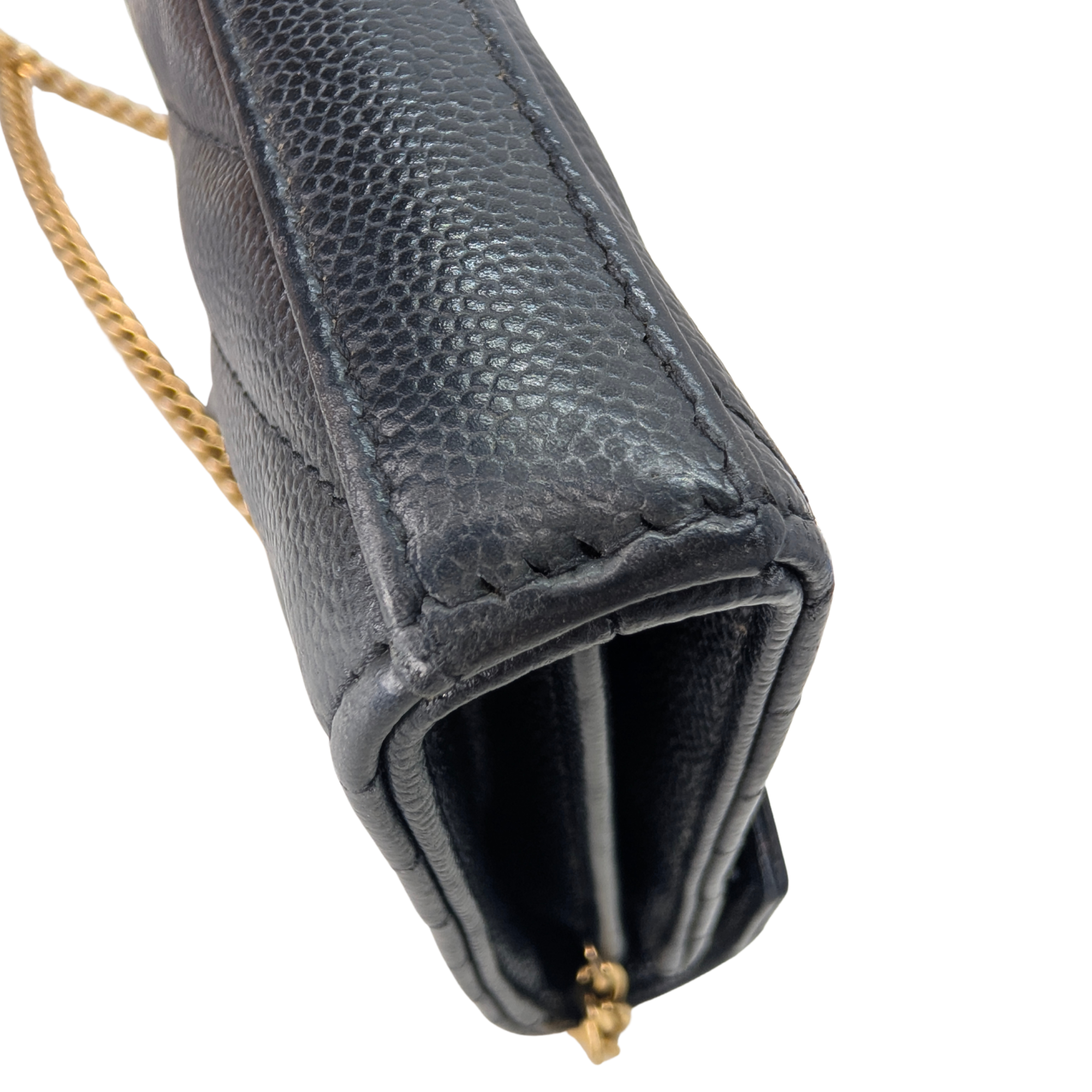 Saint Laurent Cassandre Envelope Chain Wallet Black