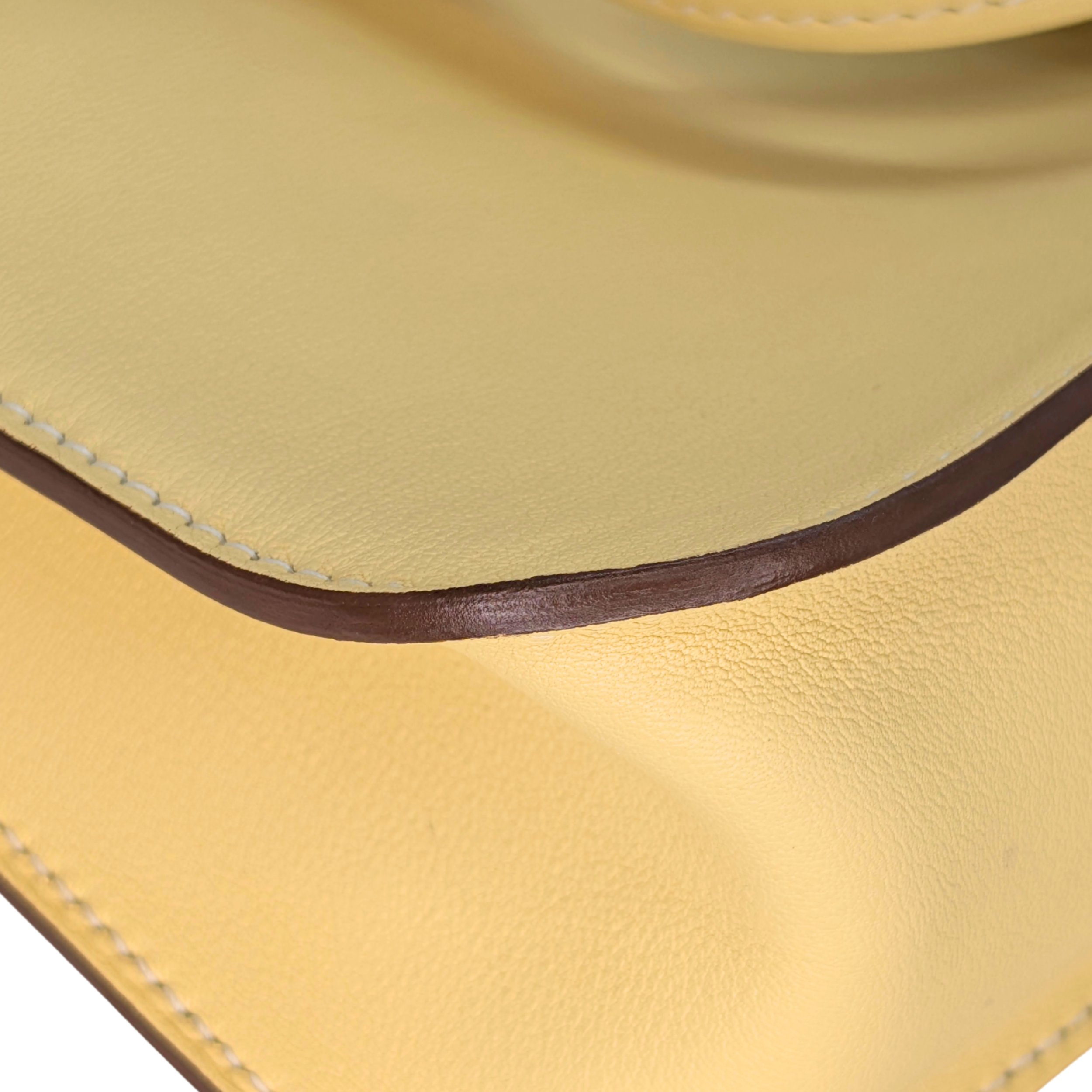 Hermes Mini Halzan 22 Swift Jaune Poussin SHW Stamp X