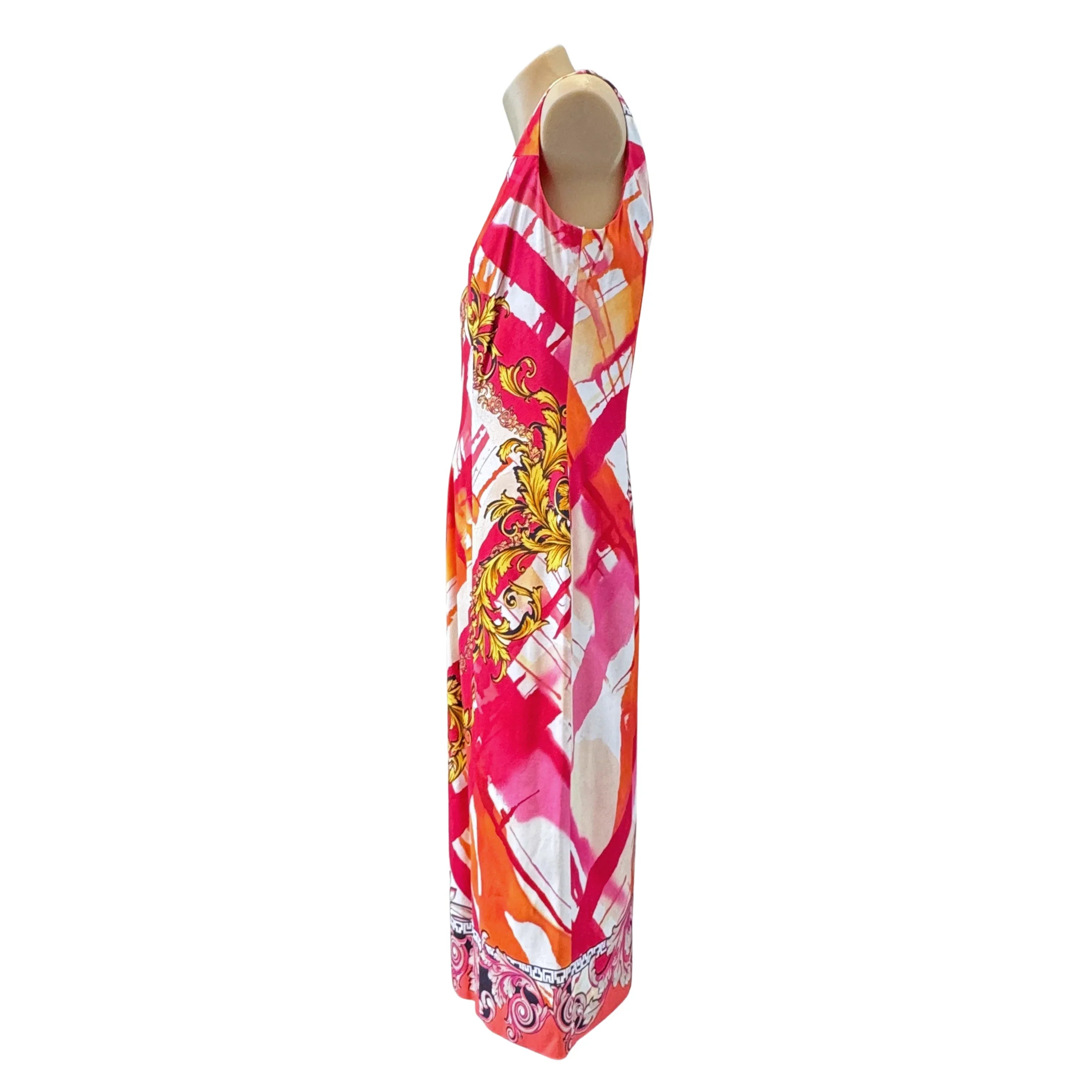 Versace Pink x Orange Baroque Print Sleeveless Dress Size 42 - Lost Designer