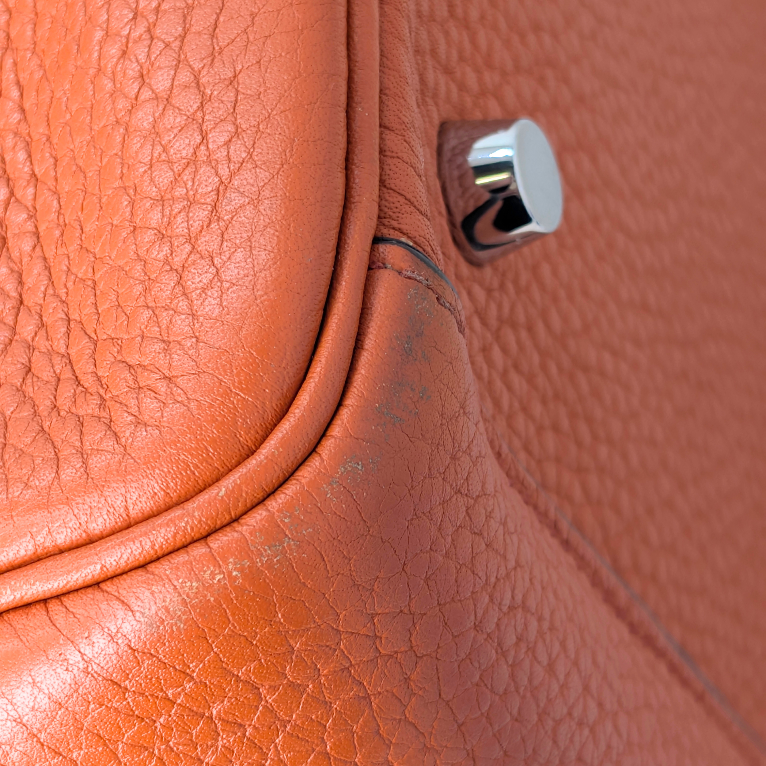 Hermes Lindy Clemence 26 X Stamp SHW Orange