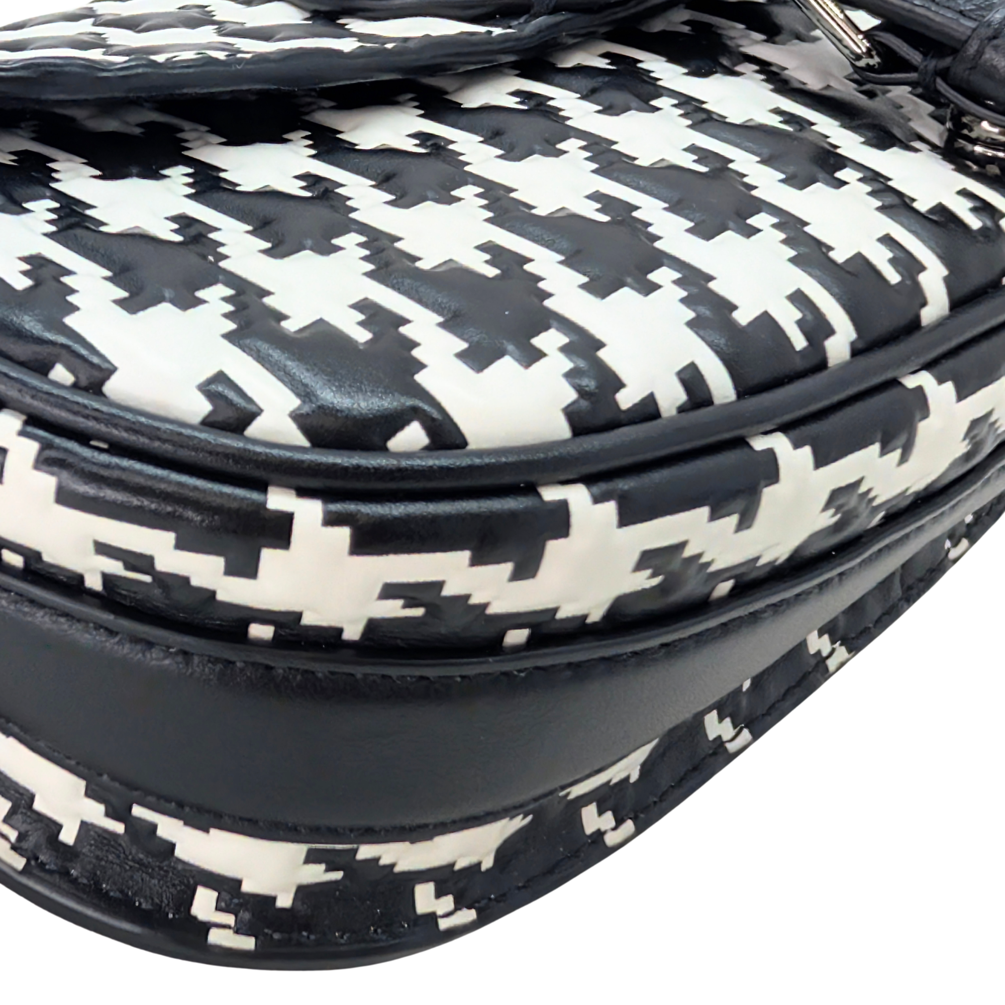 Dior Box Houndstooth East West Bobby Bag Black White