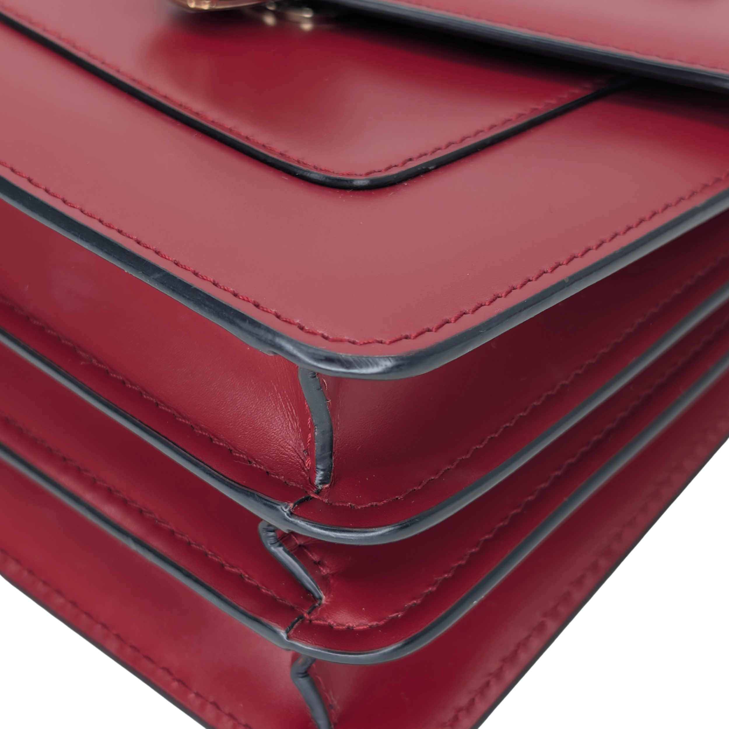 Bvlgari Calfskin Serpenti Forever Top Handle Red
