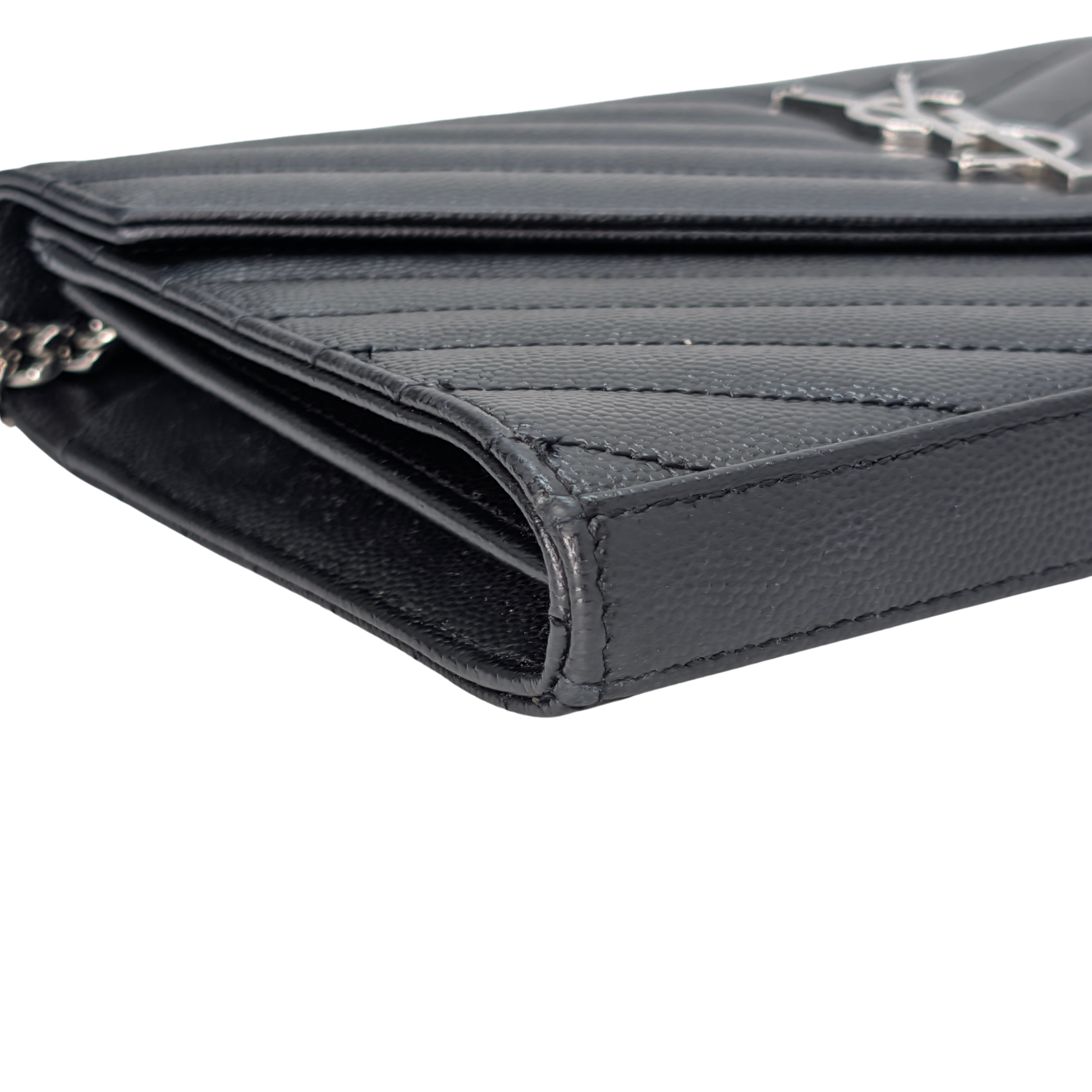 Saint Laurent Cassandra Envelope Wallet on Chain Black