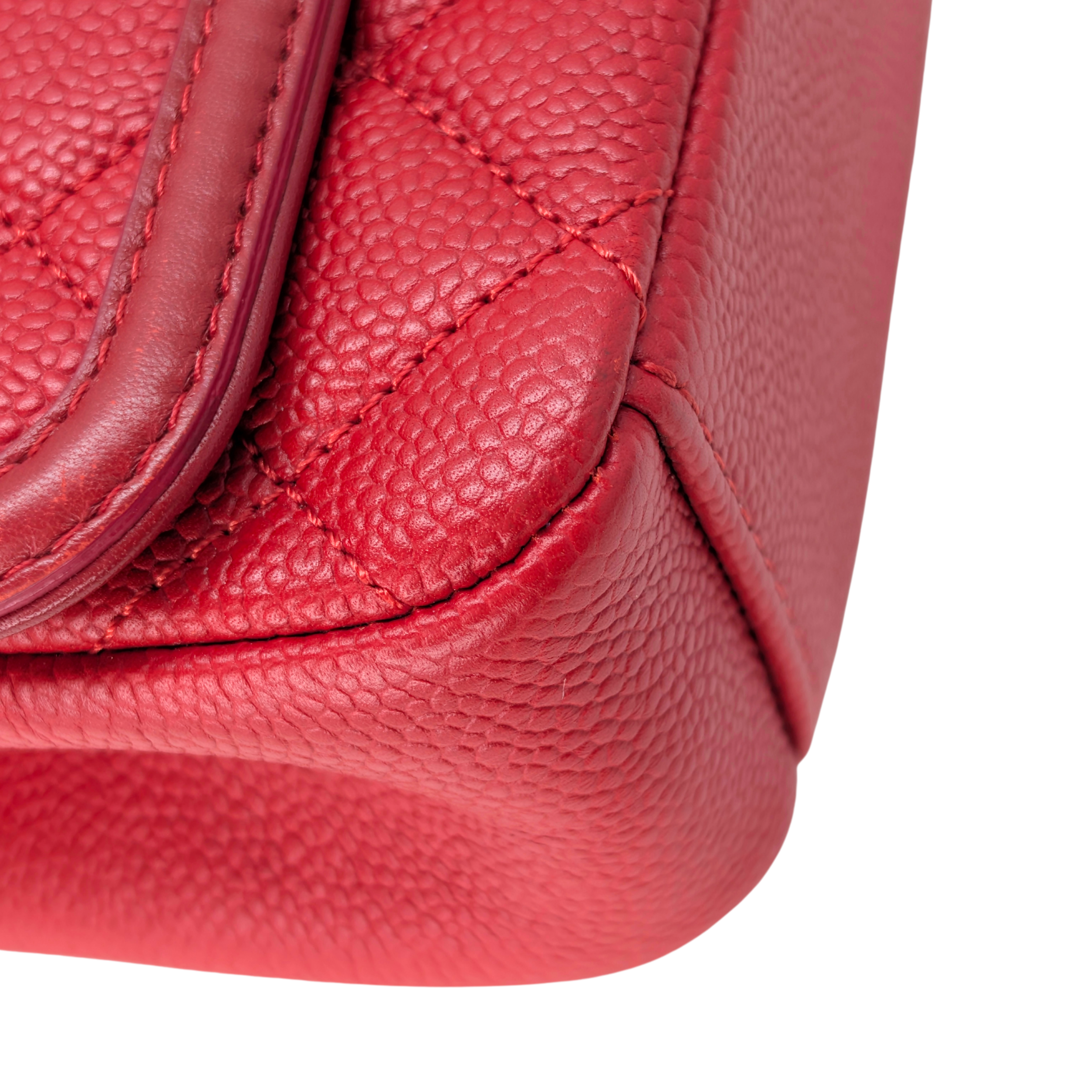 Chanel Medium CC Quilted Caviar Filigree Flap Bag Red