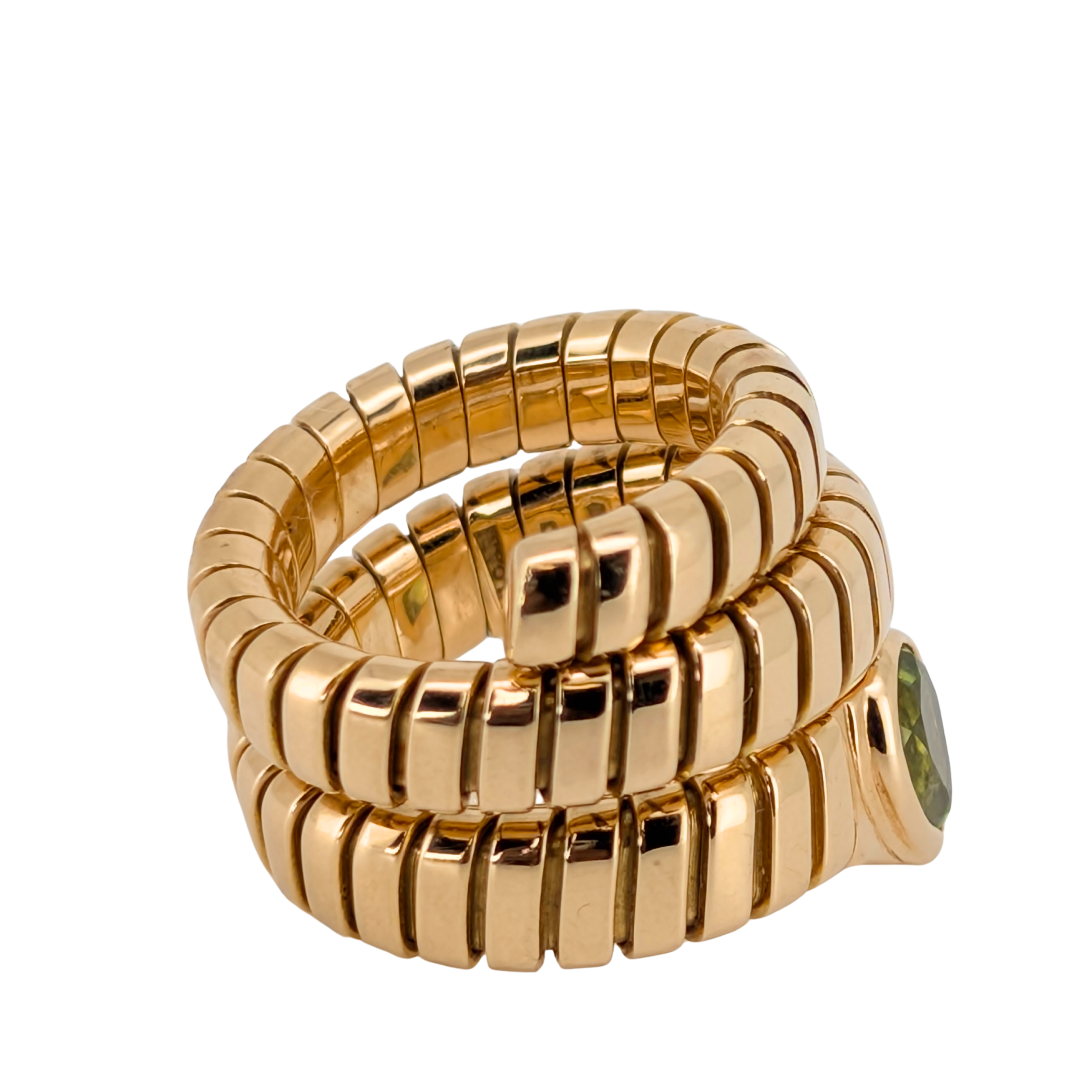 Bvlgari 18K Gold Peridot Tubogas Ring