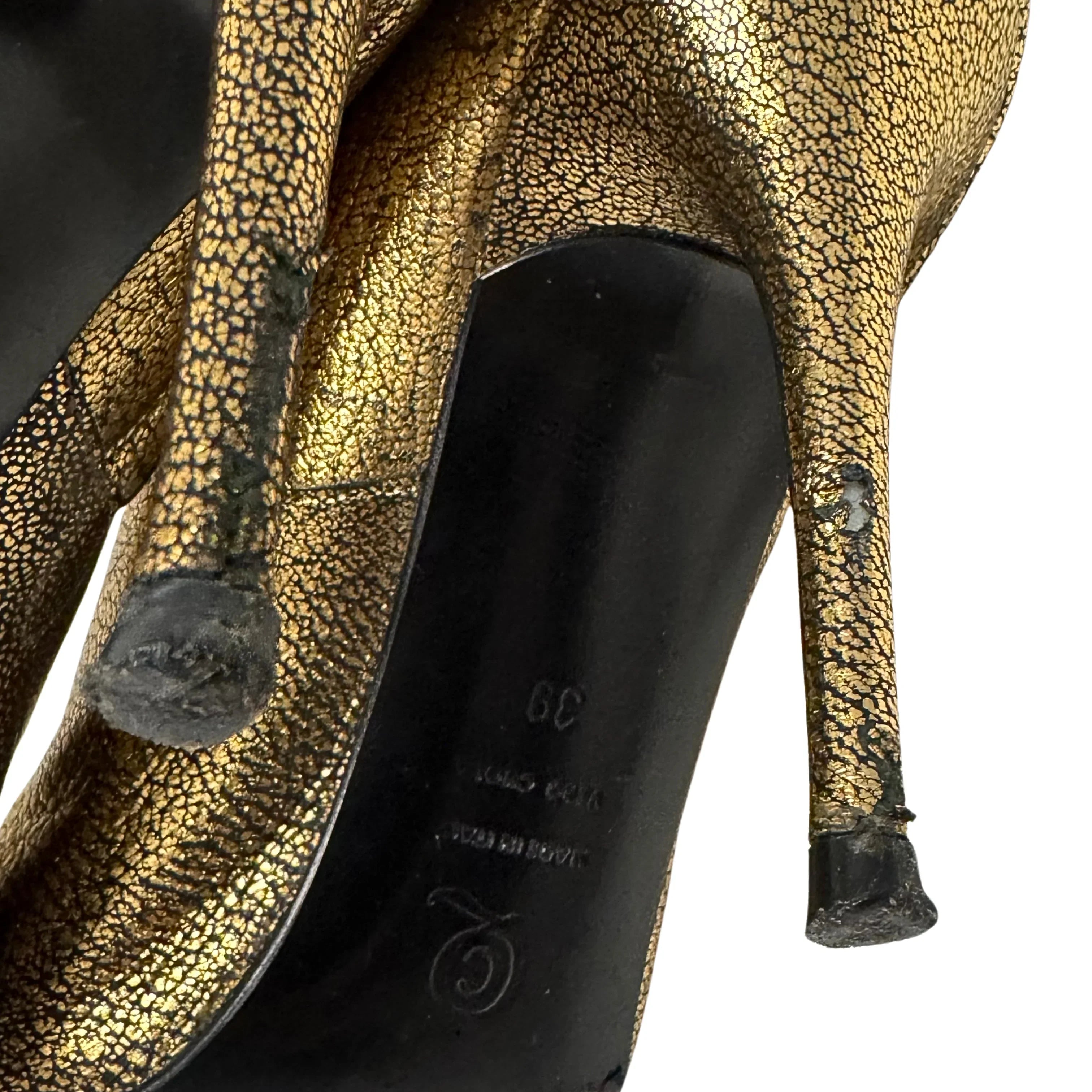 Alexander McQueen Metallic Gold Ankle Boots Booties size 39 - Lost Designer