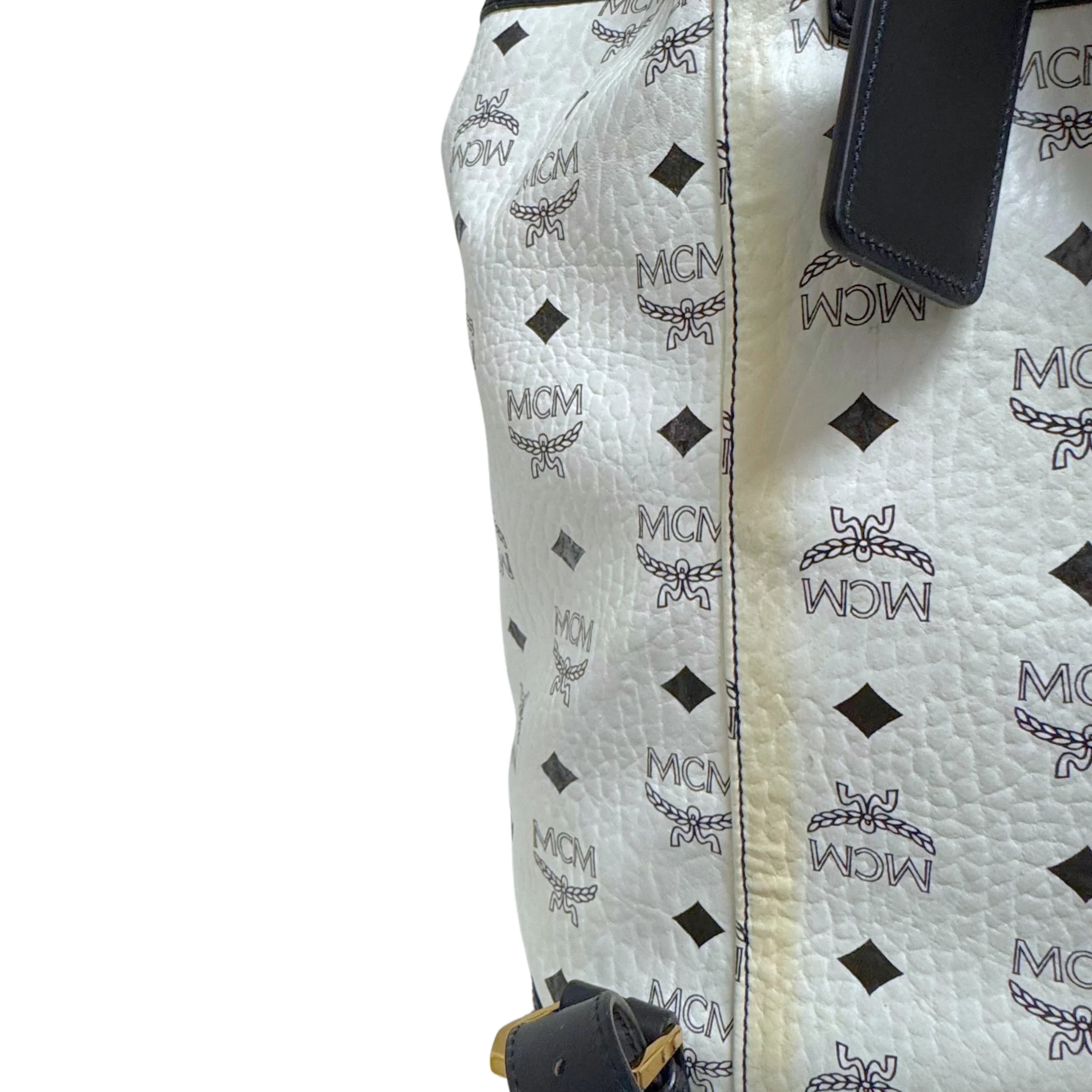 MCM Heritage Drawstring Backpack White - Lost Designer