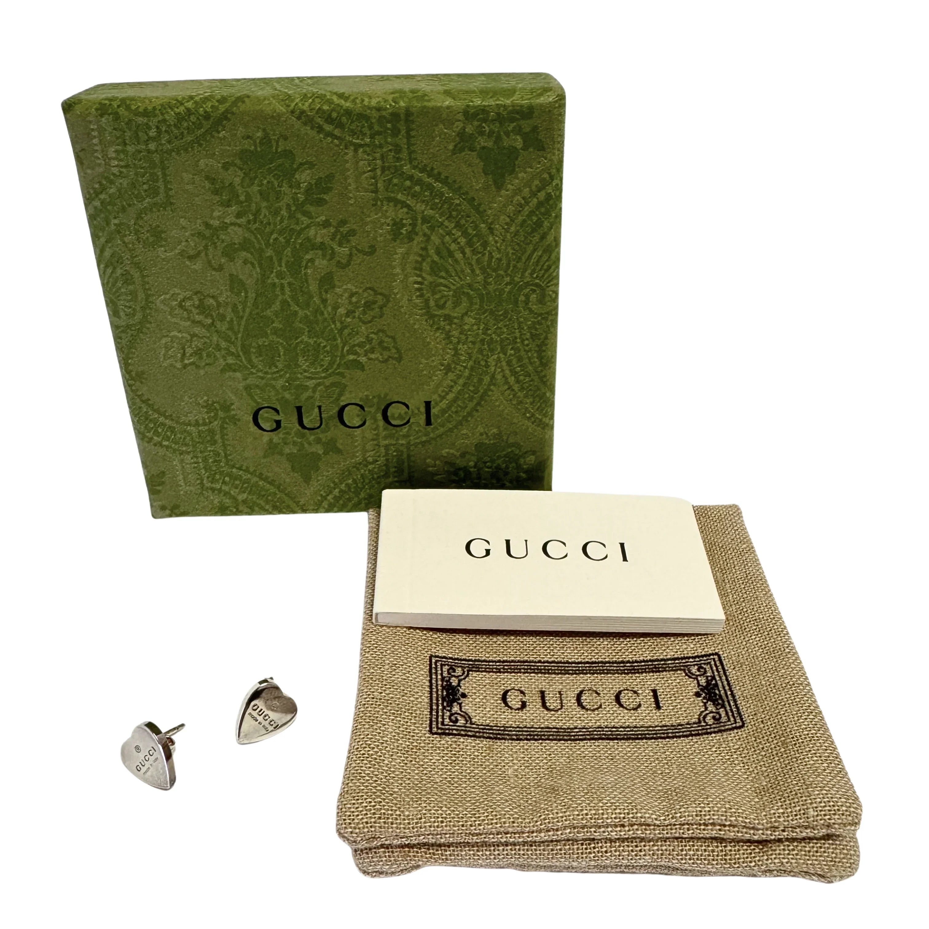 Gucci Heart Stud Earrings 925 Sterling Silver - Lost Designer