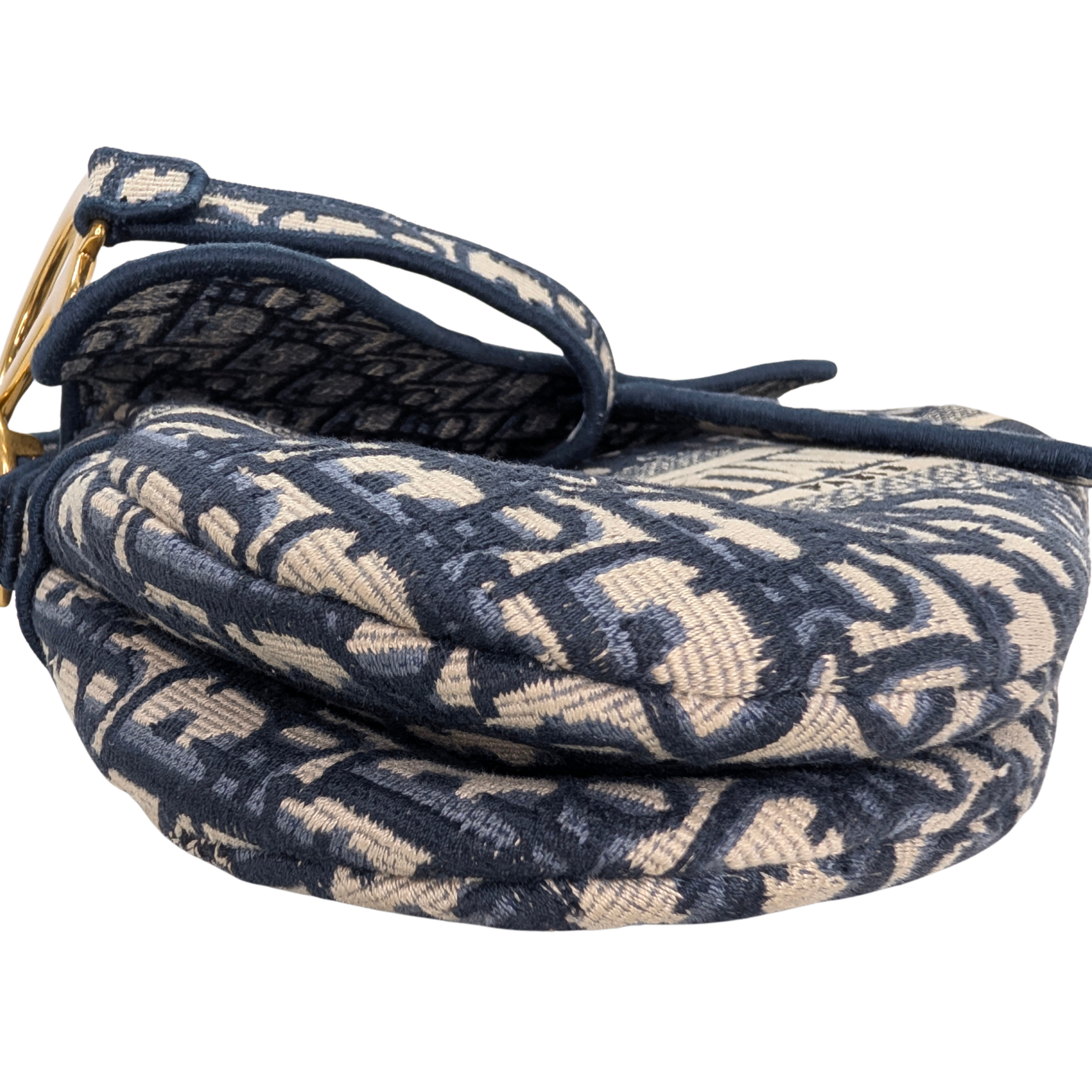 Dior Medium Saddle Bag Navy Oblique with Strap