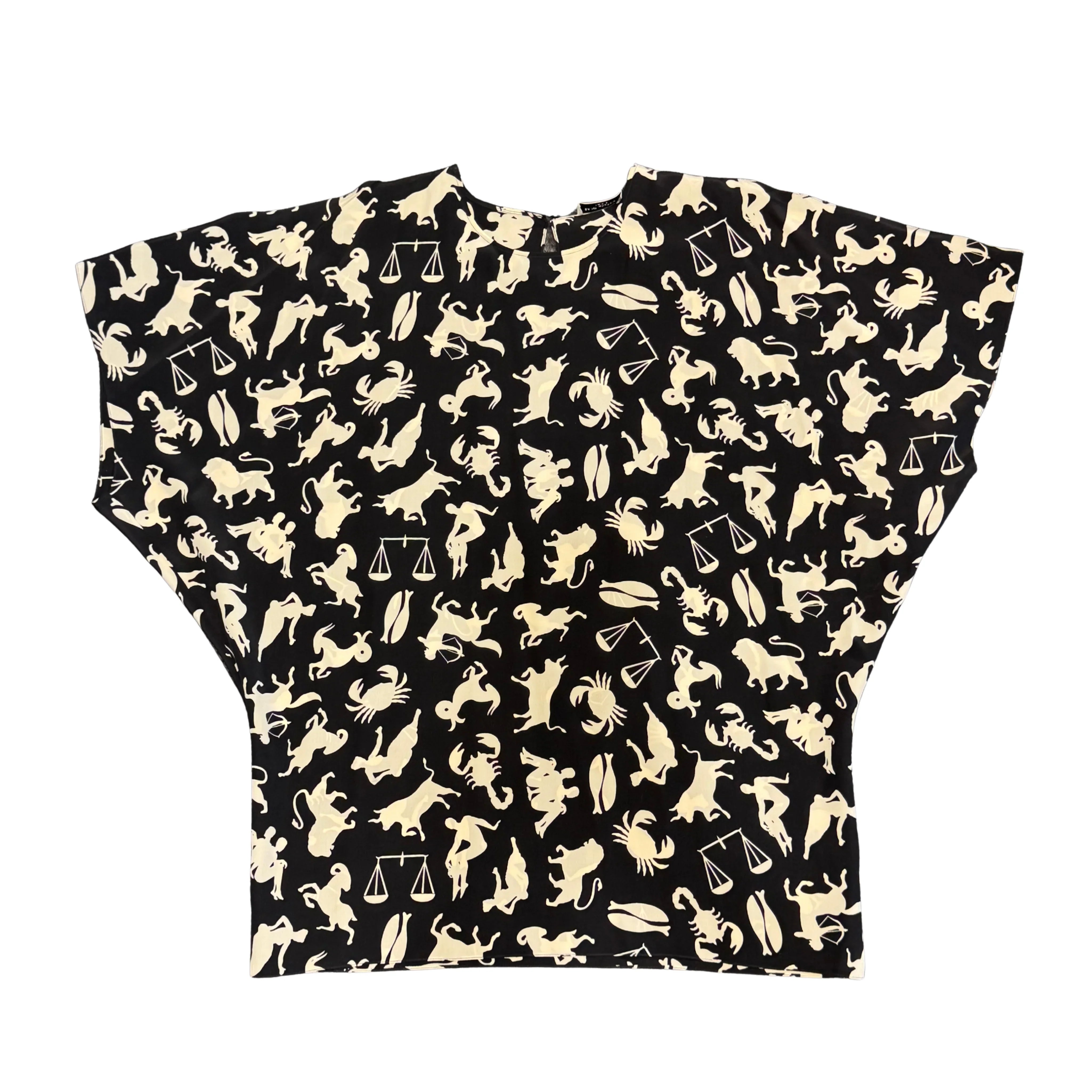 Saint Laurent Black/Cream Silk Zodiac Print Blouse Shirt 40 - Lost Designer