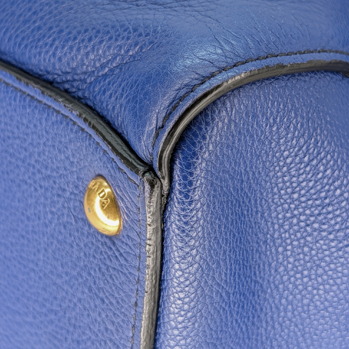 Prada Vitello Daino Leather Tote Bag Blue