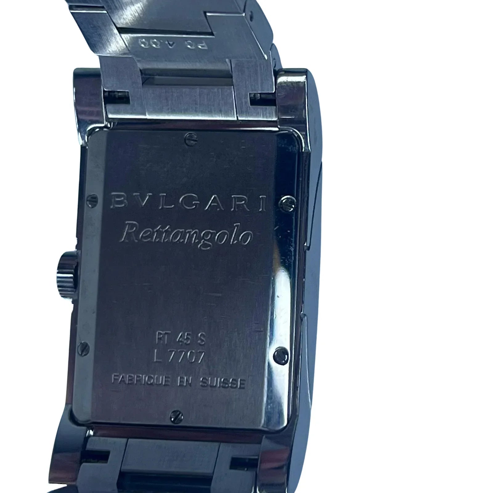 BVLGARI Rettangolo RT45S Automatic Watch Mens– 45mm – White Dial –Stainless Steel - Lost Designer
