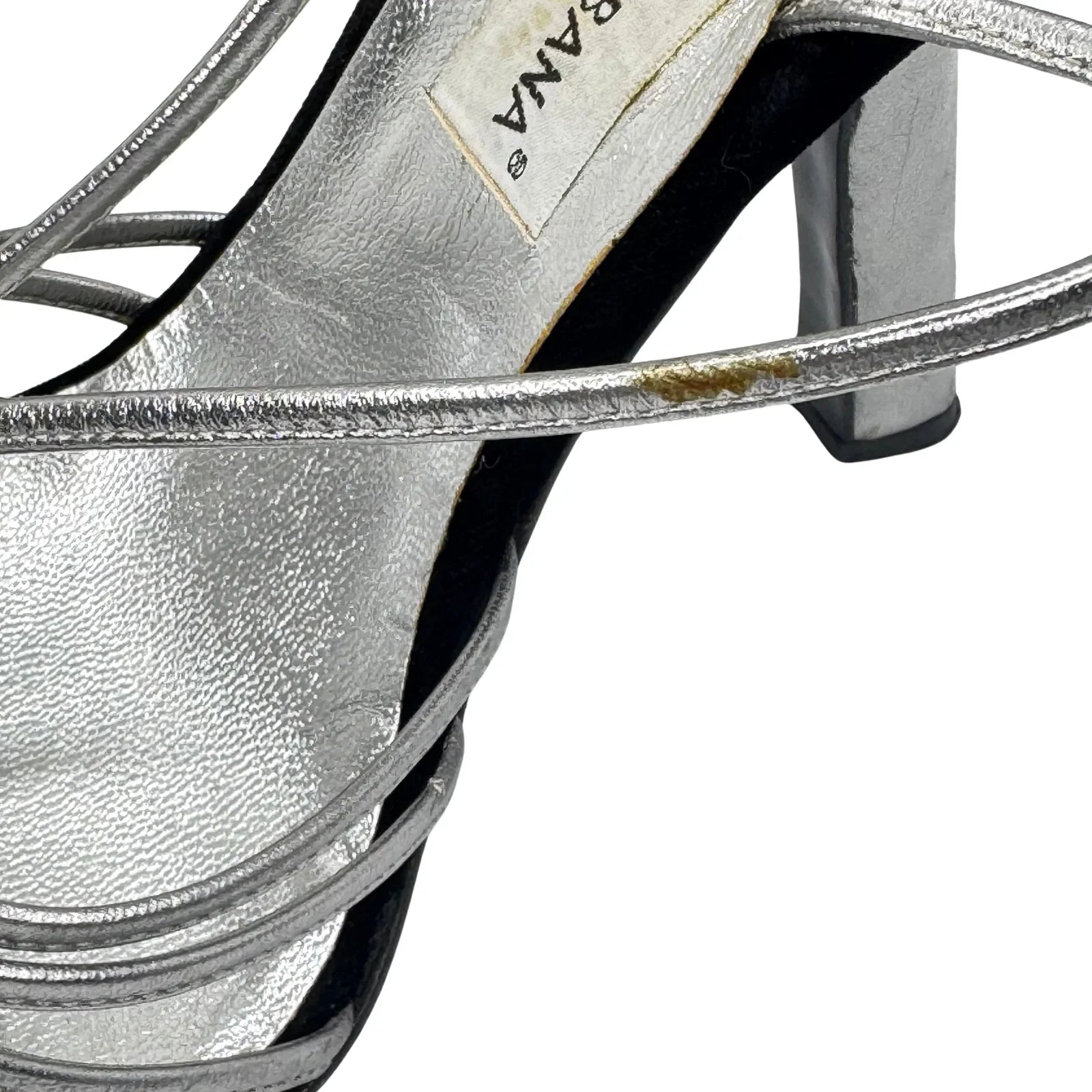DOLCE & GABBANA Silver Metallic & Black Velvet Strappy Heels - Size 39.5 - Lost Designer